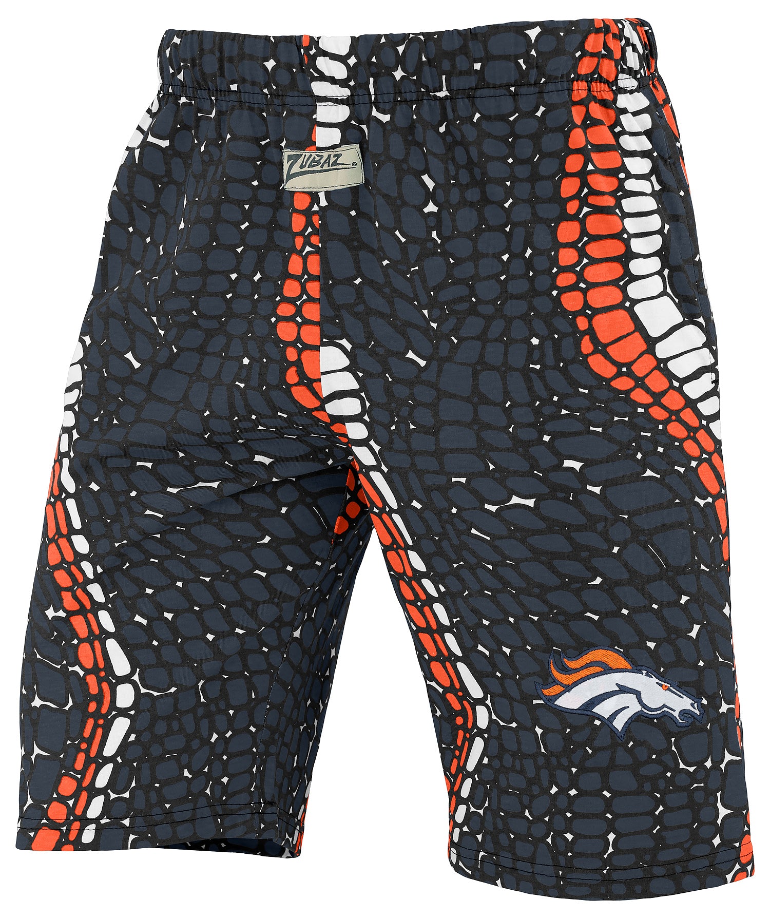 Zubaz NFL Adult Unisex Z88 Embroidered Gator 3 Color Shorts, Denver Broncos