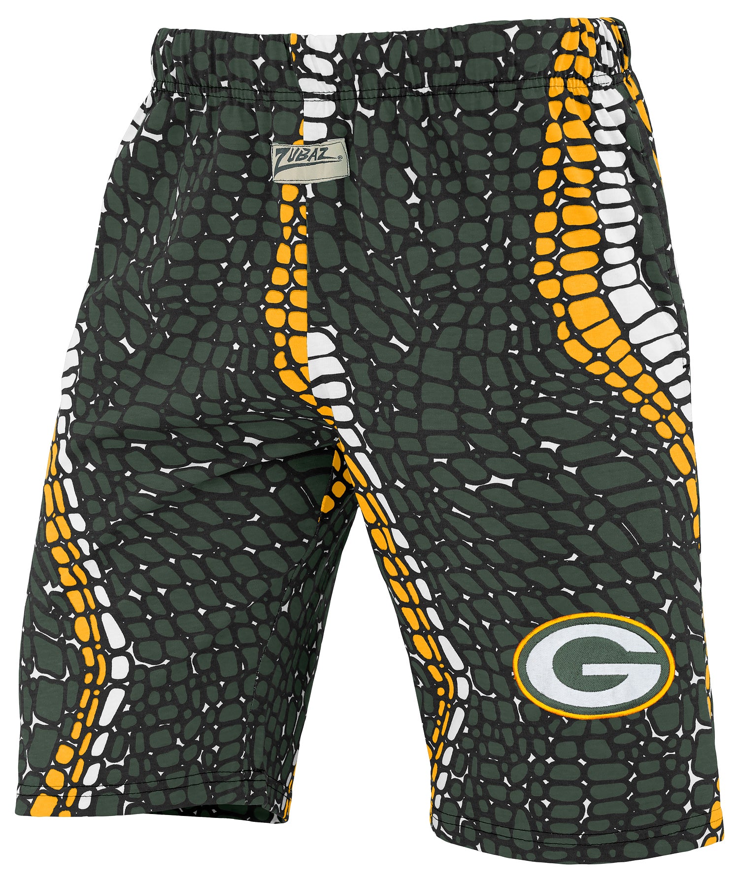 Zubaz NFL Adult Unisex Z88 Embroidered Gator 3 Color Shorts, Green Bay Packers