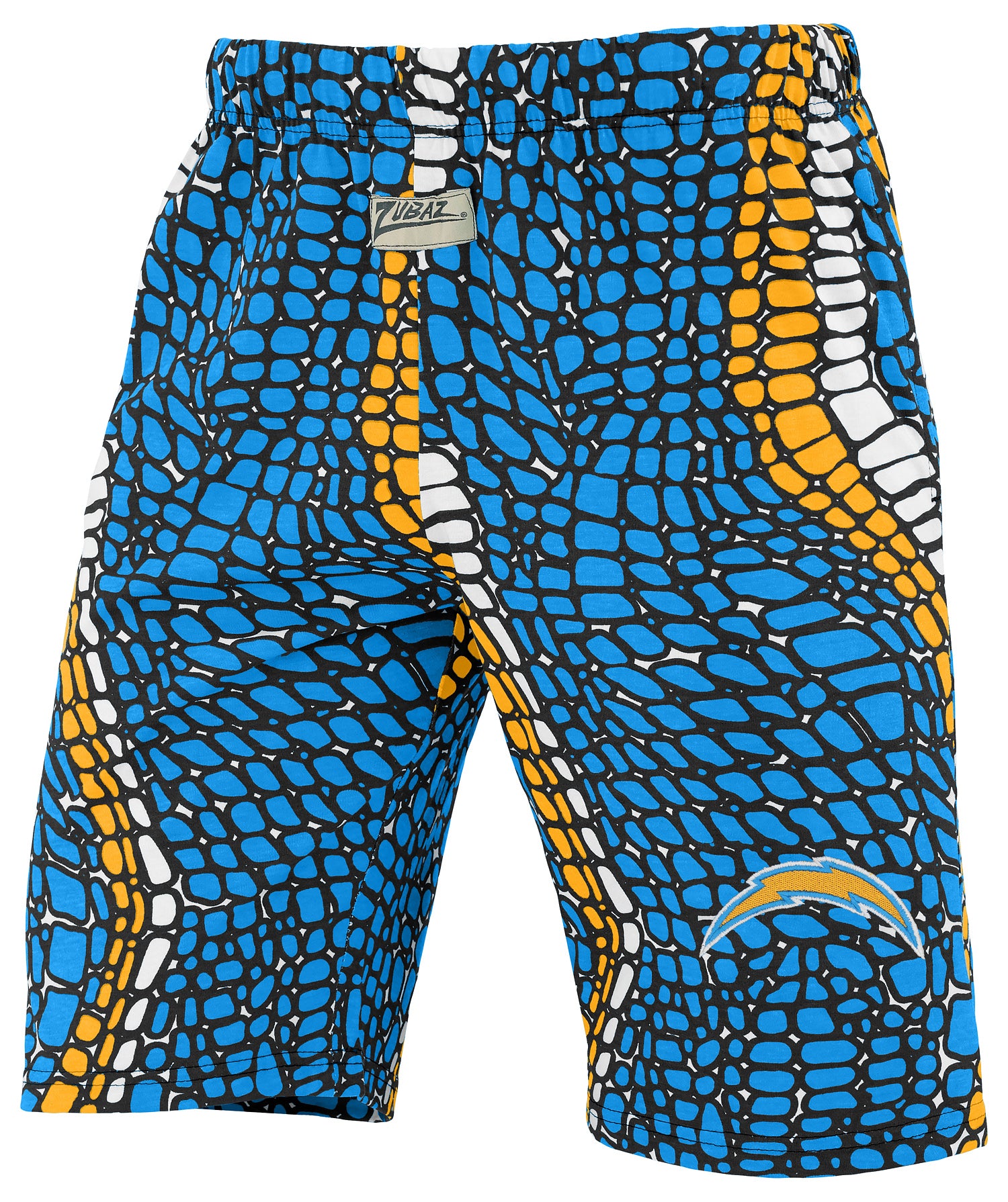 Zubaz NFL Adult Unisex Z88 Embroidered Gator 3 Color Shorts, Los Angeles Chargers