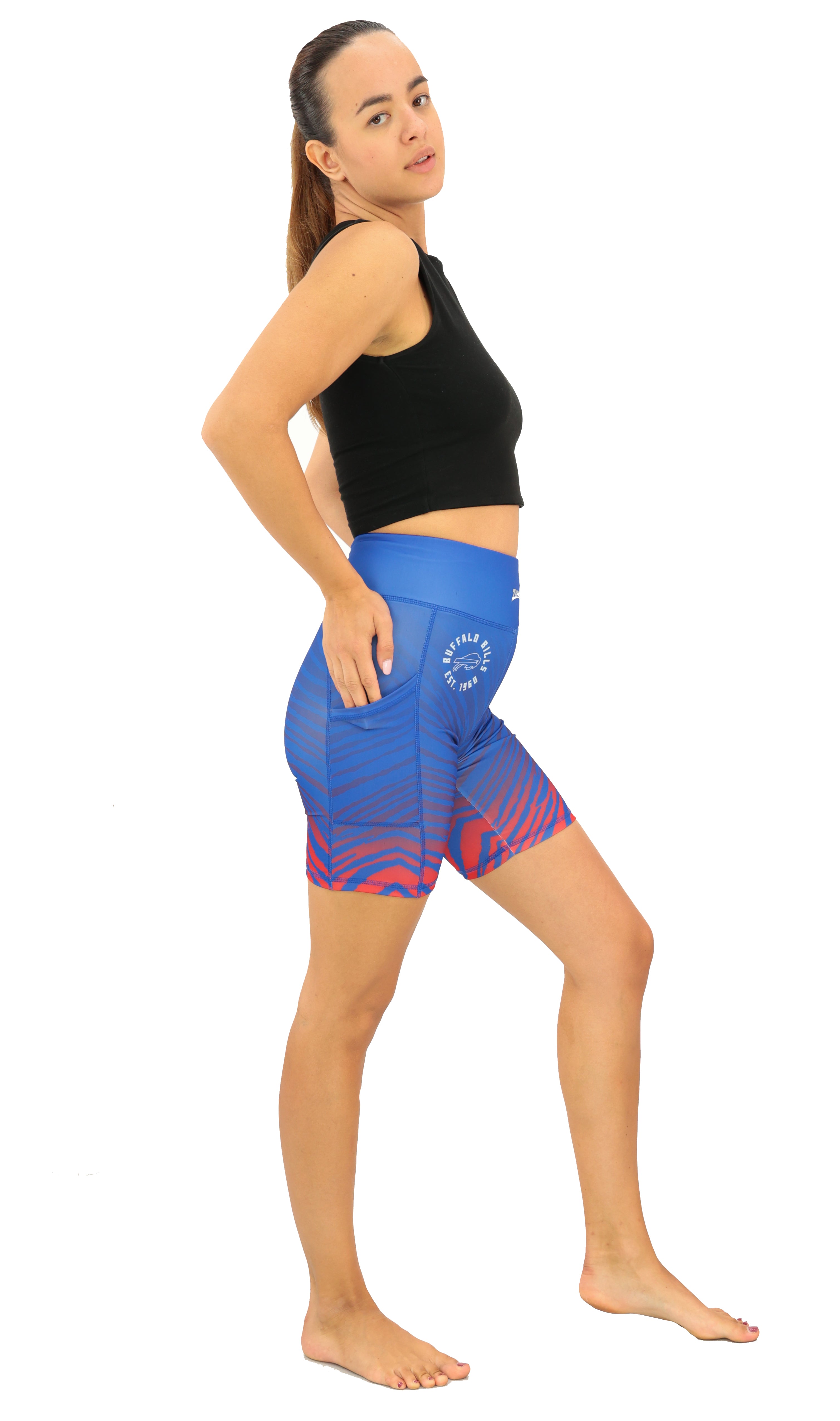 Zubaz NFL Women's Fade Biker Shorts, Buffalo Bills - Official NFL Bills Zubaz Apparel (5 of 6)