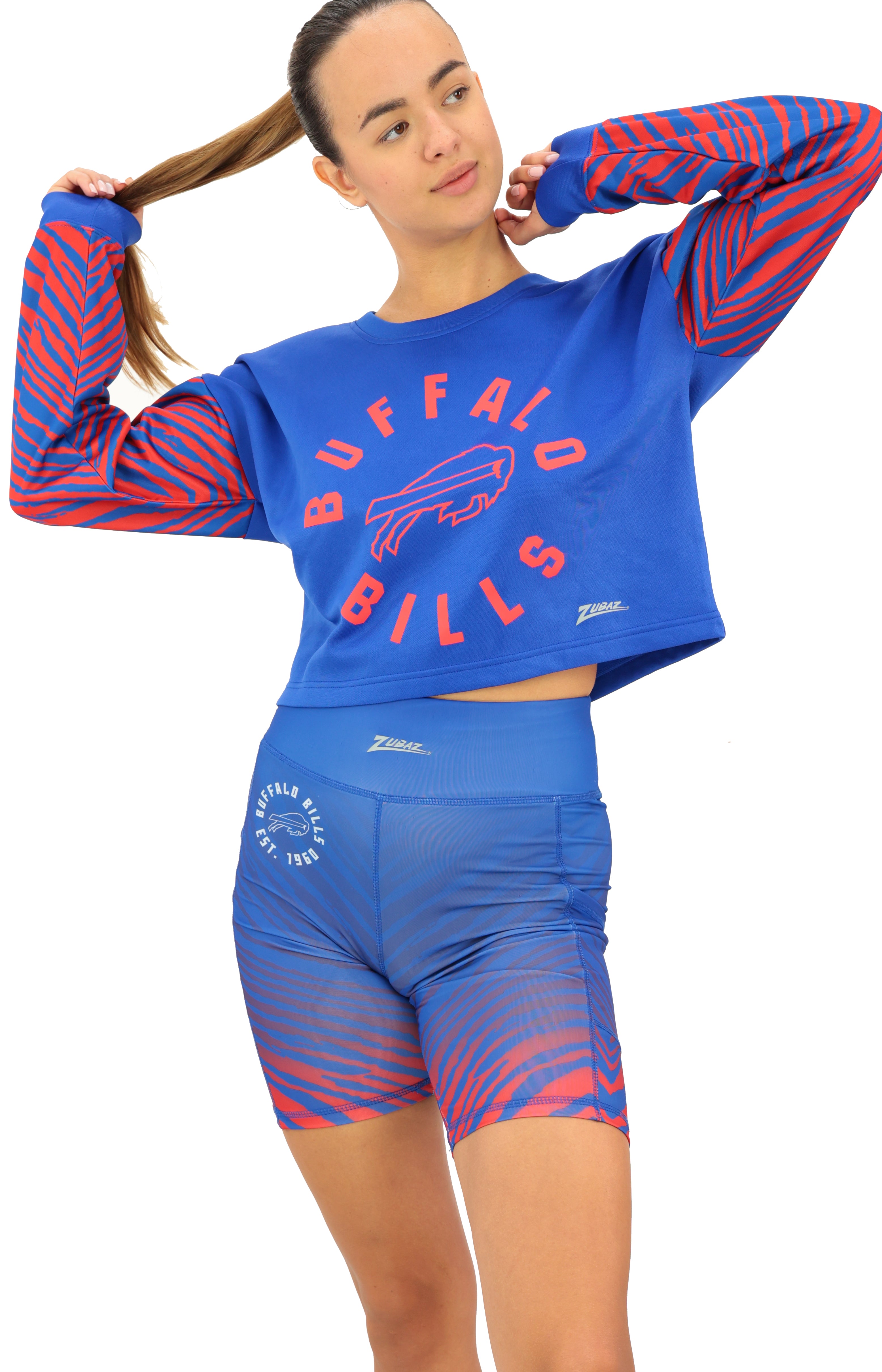 Zubaz NFL Women's Fade Biker Shorts, Buffalo Bills - Official NFL Bills Zubaz Apparel (6 of 6)