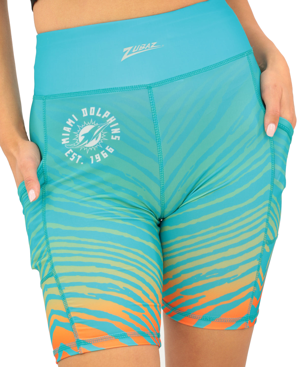 Zubaz NFL Women's Fade Biker Shorts, Miami Dolphins - Official NFL Dolphins Zubaz Apparel (6 of 6)