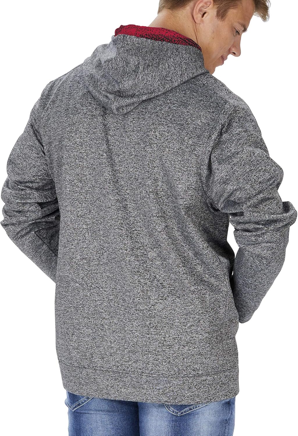 Zubaz NFL Mens Atlanta Falcons Heather Gray Hood w/ TC Static Hood Liner & Graphic