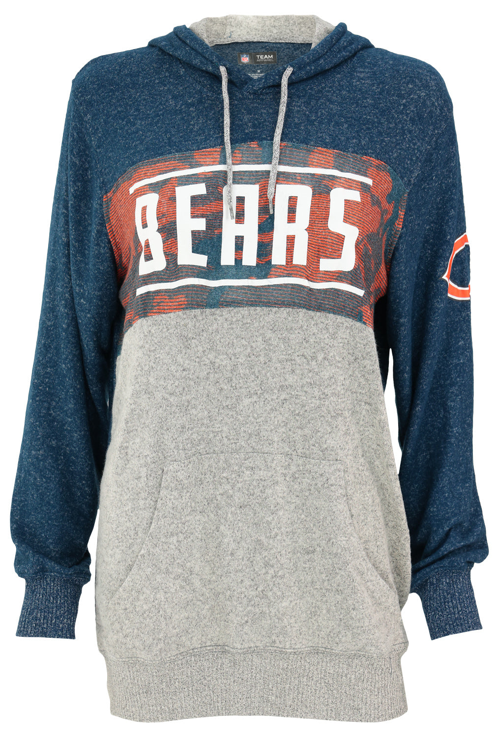 Zubaz NFL Womens Chicago Bears Womens Marled Gray/Navy Blue Soft Crossover Hoodie - Official NFL Bears Zubaz Apparel (1 of 3)