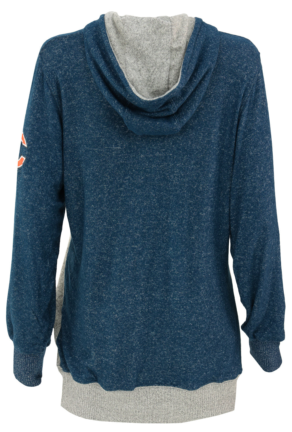 Zubaz NFL Womens Chicago Bears Womens Marled Gray/Navy Blue Soft Crossover Hoodie