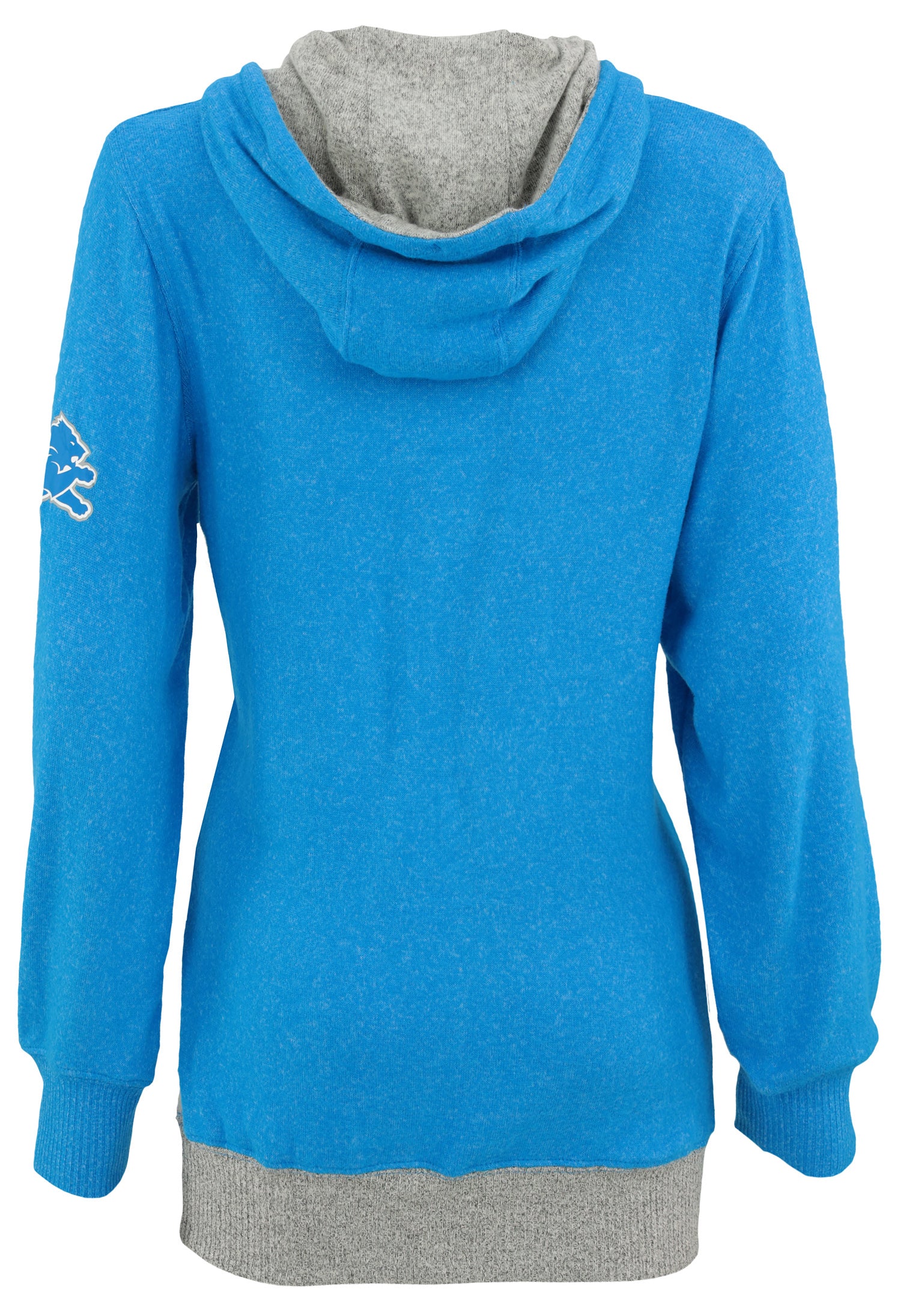 Zubaz NFL Womens Detroit Lions Womens Marled Gray/Rainstorm Blue Soft Crossover Hoodie