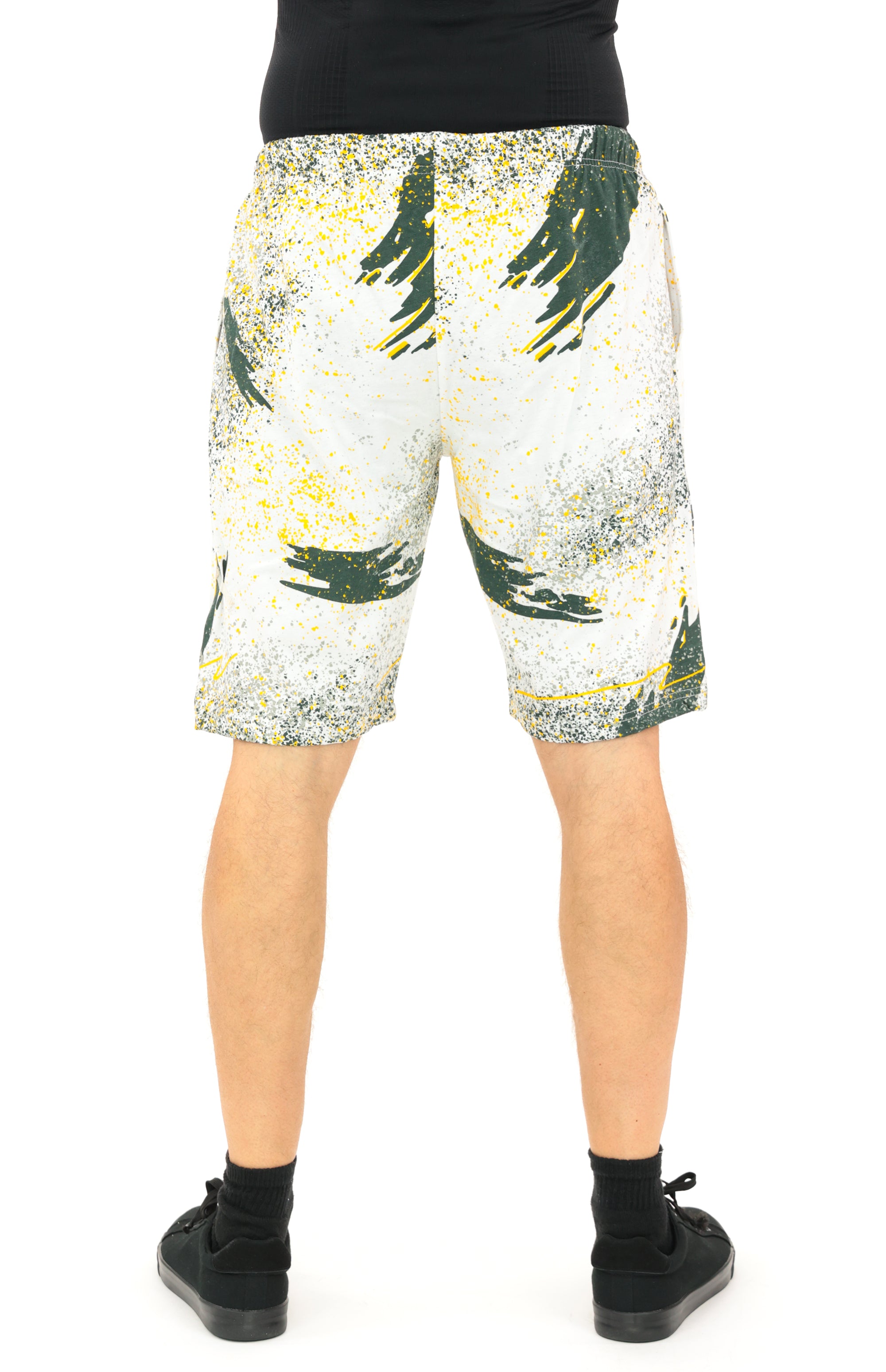 Zubaz NFL Adult Unisex Z88 Embroidered Confetti 3 Team Color Shorts, Green Bay Packers