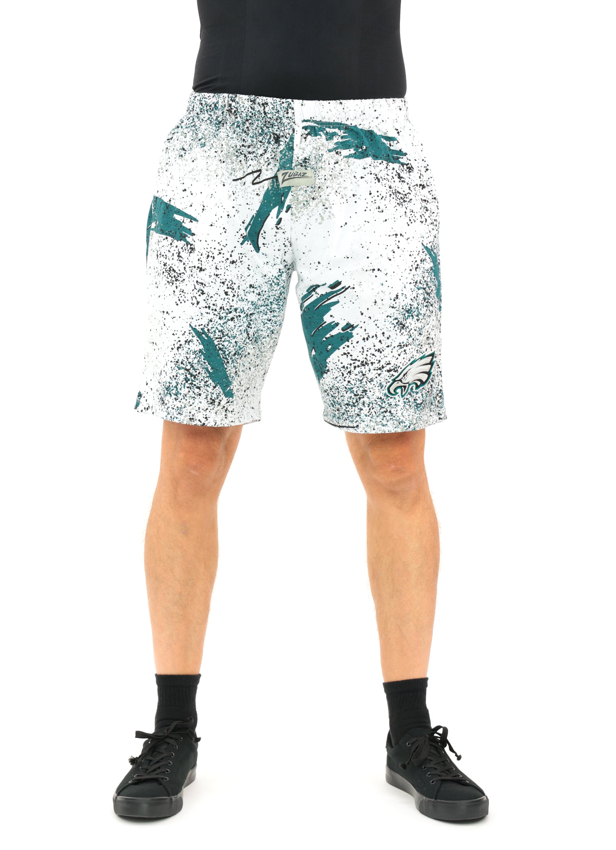 Zubaz NFL Adult Unisex Z88 Embroidered Confetti 3 Team Color Shorts, Philadelphia Eagles