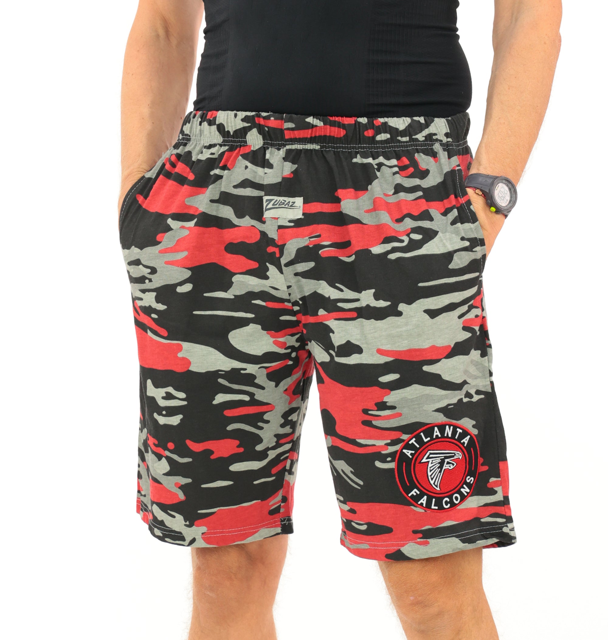 Zubaz NFL Adult Unisex Z88 Embroidered Alt Camo Shorts, Atlanta Falcons