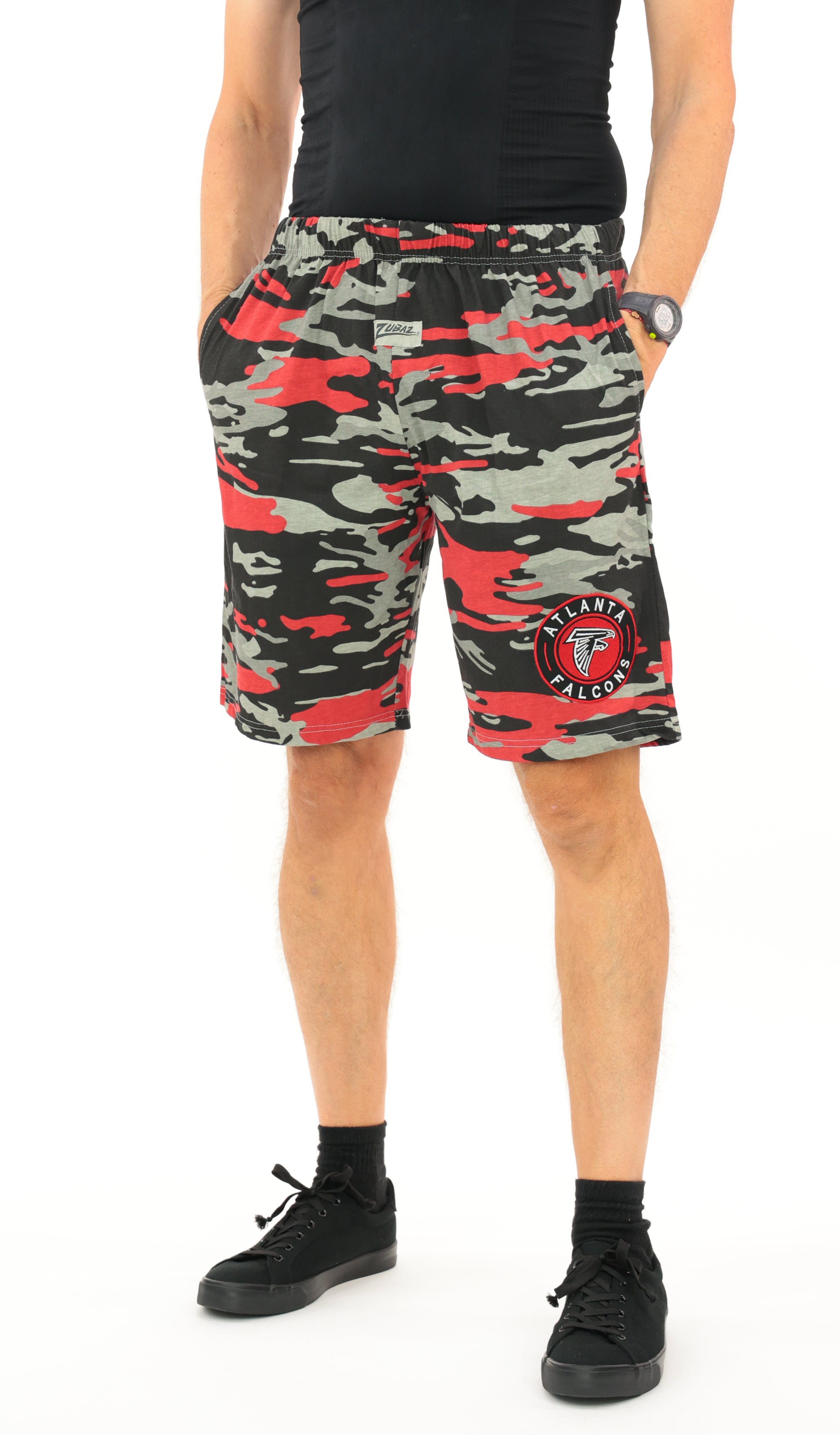 Zubaz NFL Adult Unisex Z88 Embroidered Alt Camo Shorts, Atlanta Falcons