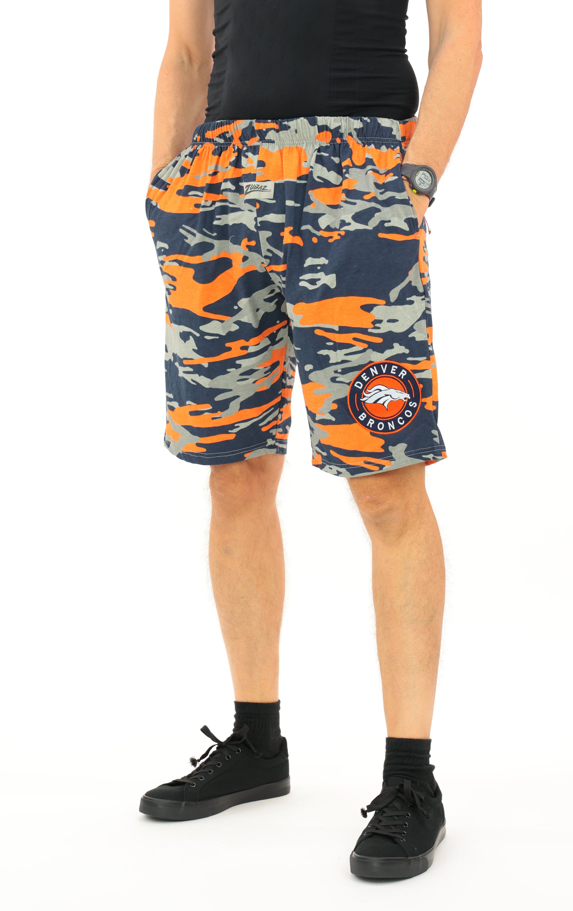 Zubaz NFL Adult Unisex Z88 Embroidered Alt Camo Shorts, Denver Broncos
