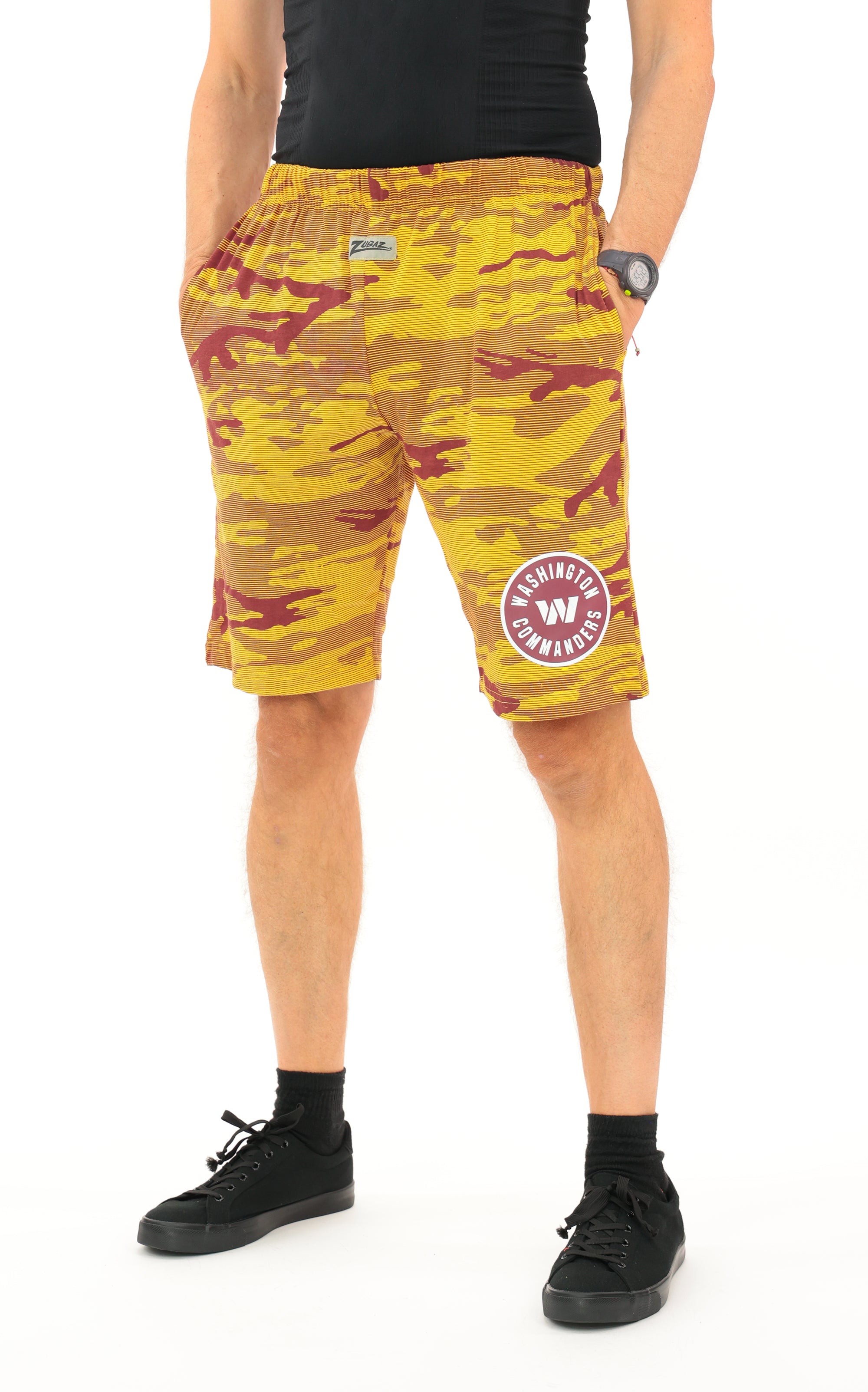 Zubaz NFL Adult Unisex Z88 Camo Lines Shorts, Washington Commanders