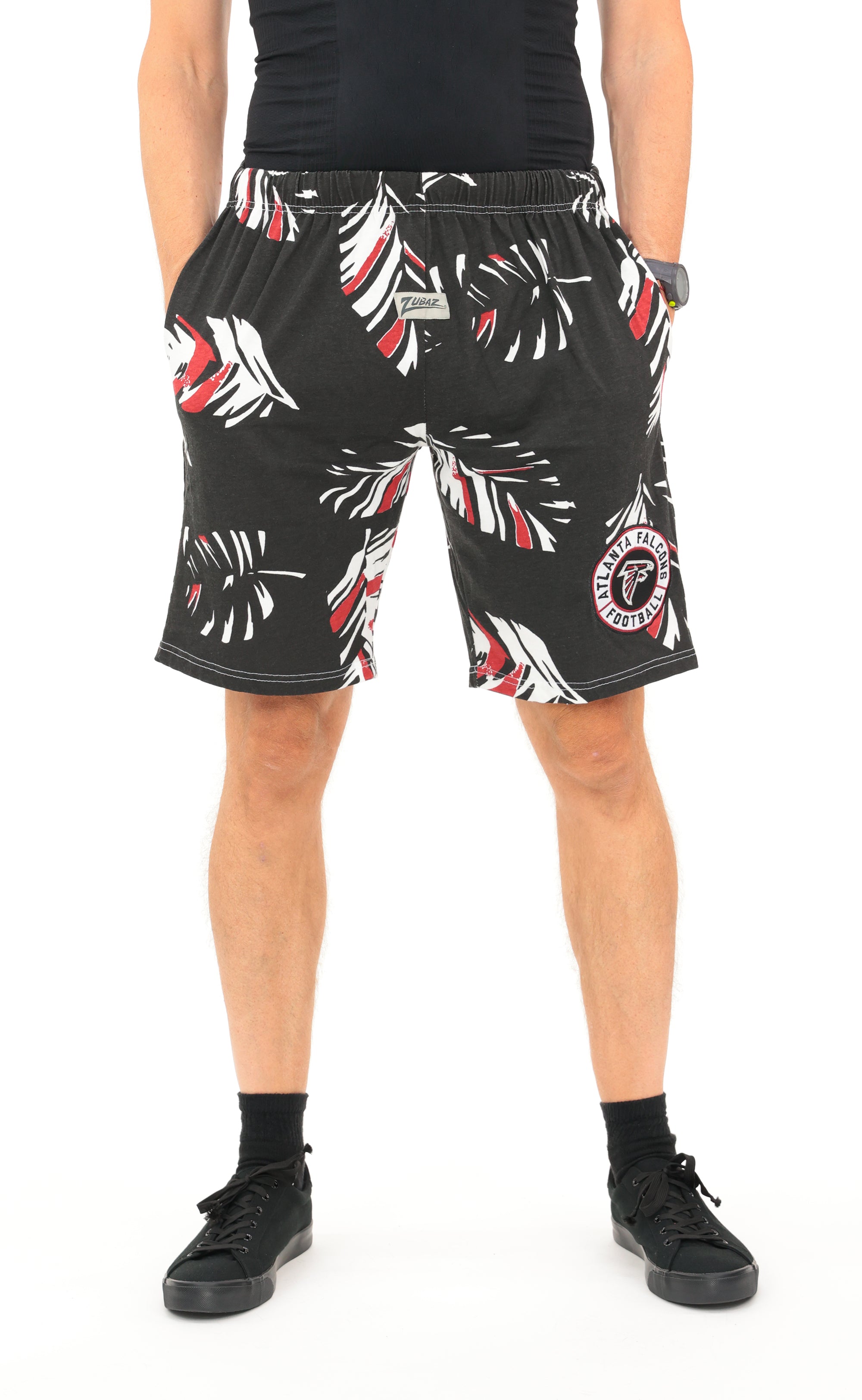 Zubaz NFL Adult Unisex Z88 Embroidered Leaf 3 Team Color Shorts, Atlanta Falcons