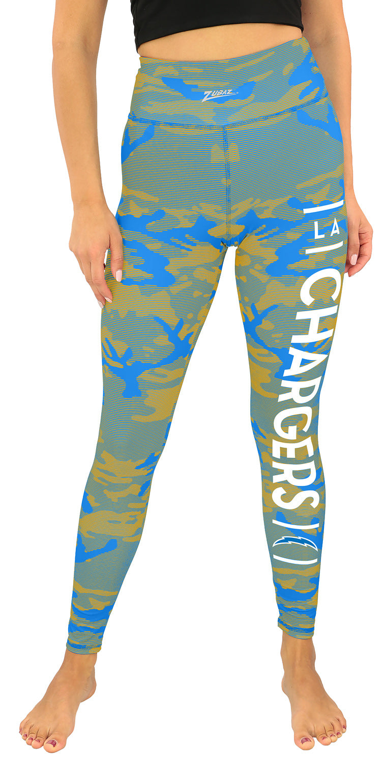 Zubaz NFL Women's Goal Line Camo Line Leggings, Los Angeles Chargers