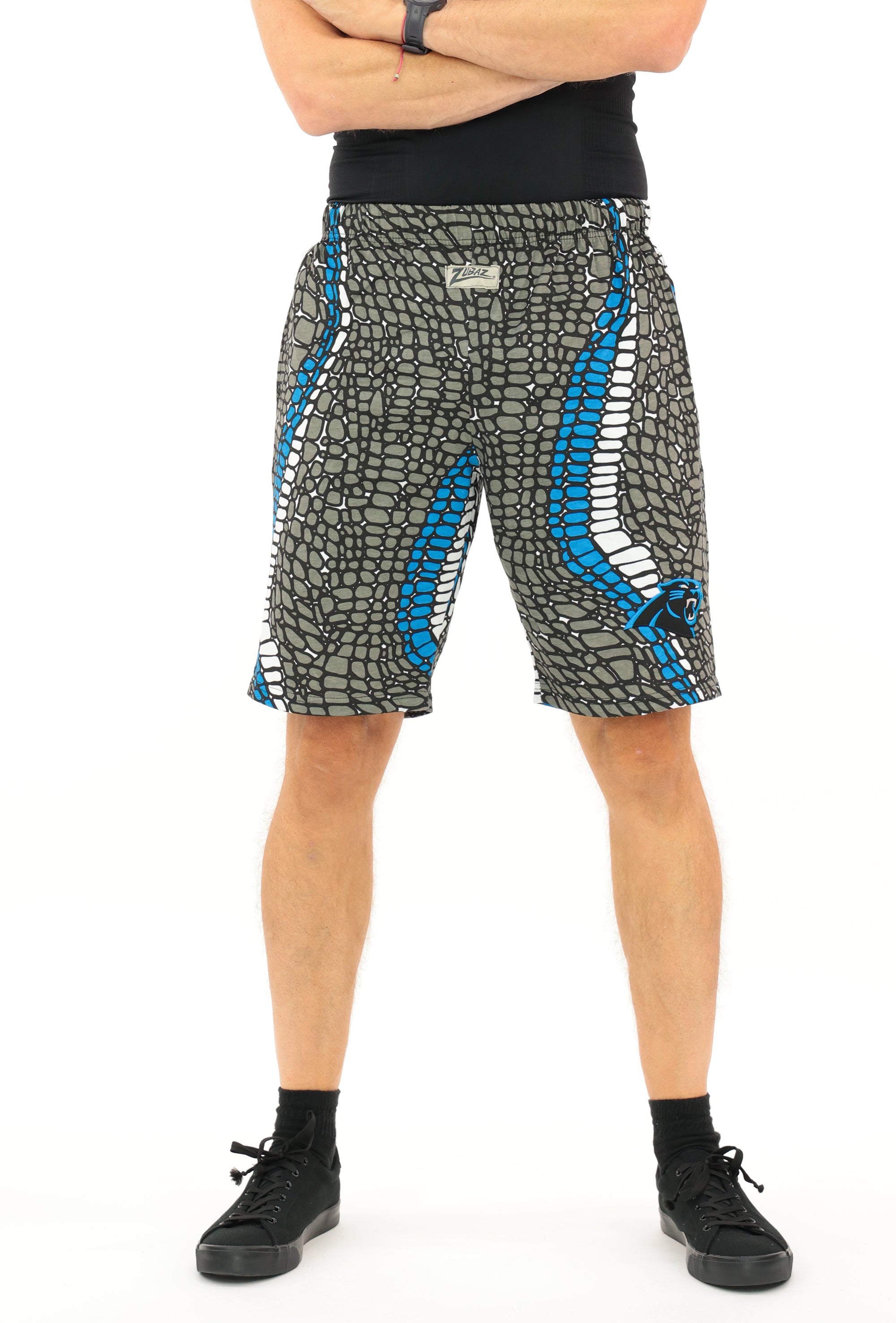 Zubaz NFL Adult Unisex Z88 Embroidered Gator 3 Color Shorts, Carolina Pantshers