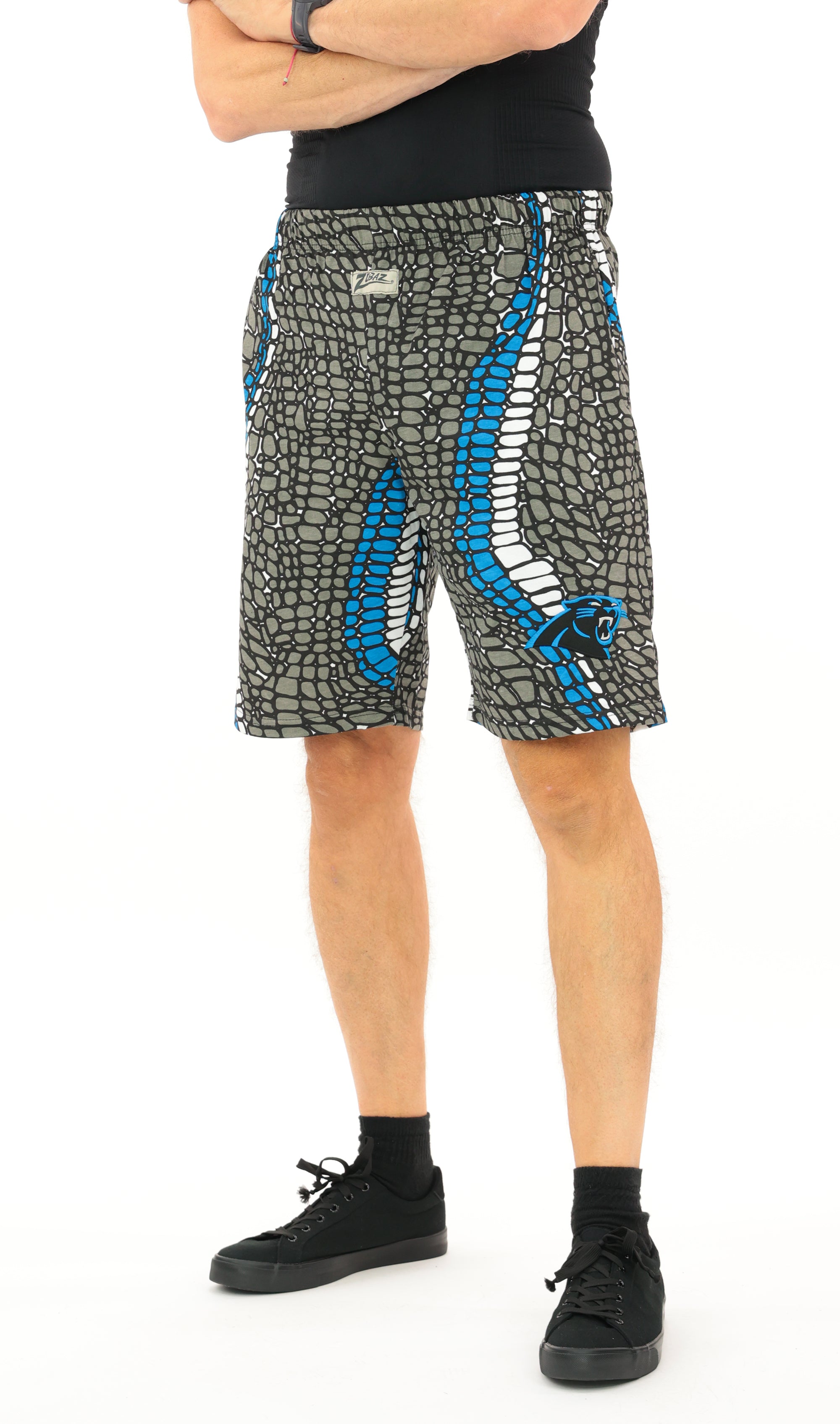 Zubaz NFL Adult Unisex Z88 Embroidered Gator 3 Color Shorts, Carolina Pantshers