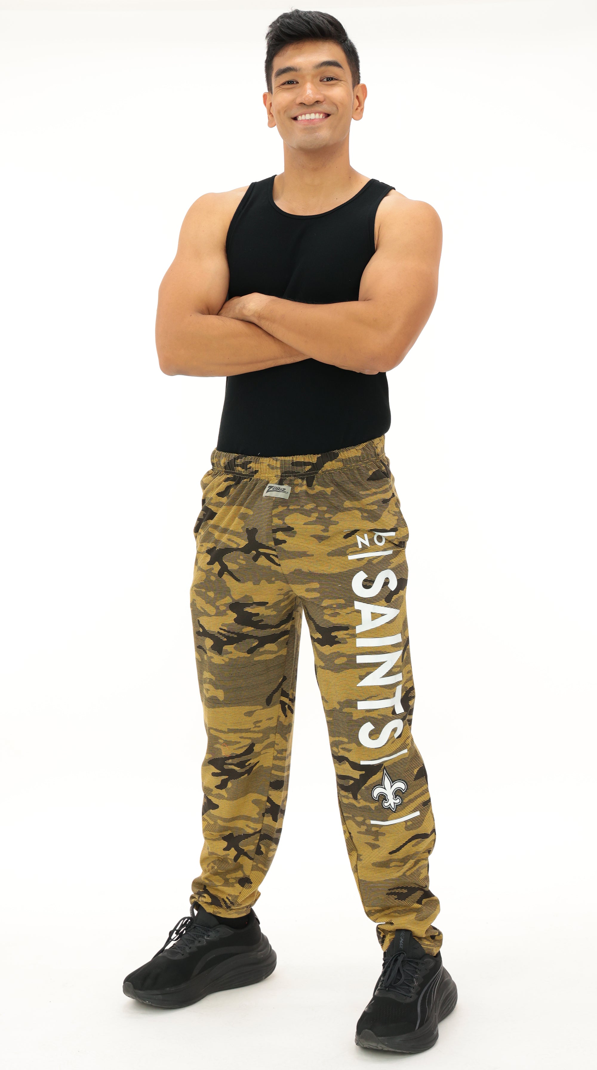 Zubaz NFL Adult Unisex Z88 Camo Lines Pants, New Orleans Saints