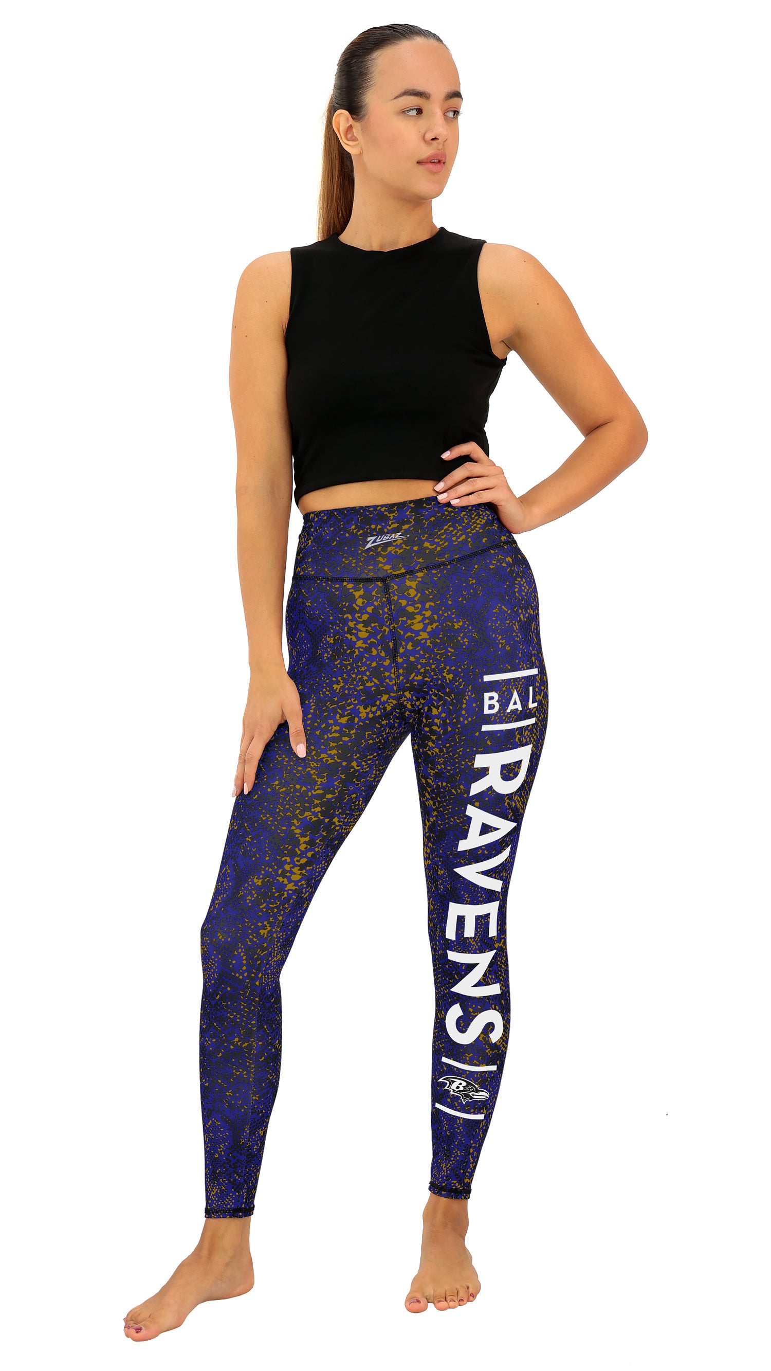 Zubaz NFL Women's Field Goal Primary Post Leggings, Baltimore Ravens - Official NFL Ravens Zubaz Apparel (48 of 48)