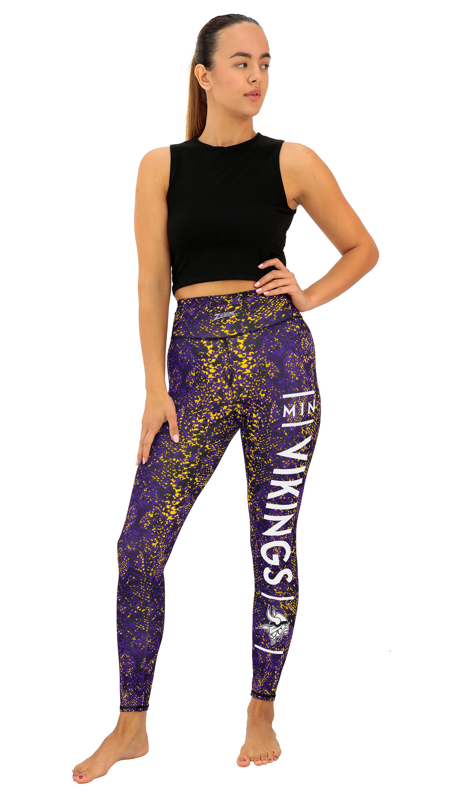 Zubaz NFL Women's Field Goal Primary Post Leggings, Minnesota Vikings - Official NFL Vikings Zubaz Apparel (30 of 48)