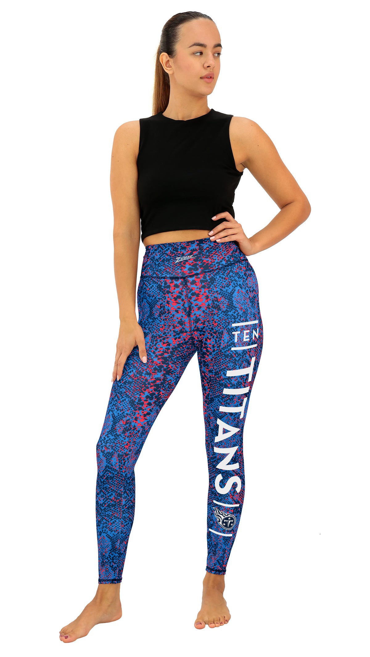 Zubaz NFL Women's Field Goal Primary Post Leggings, Tennessee Titans - Official NFL Titans Zubaz Apparel (42 of 48)