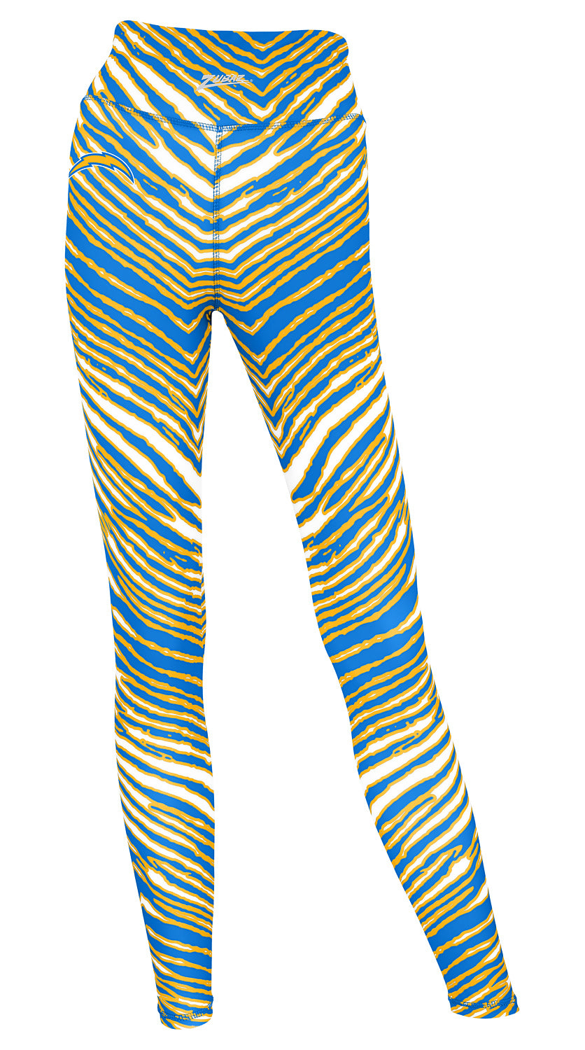Zubaz NFL Women's 3 Color Zebra Leggings, Los Angeles Chargers - Official NFL Chargers Zubaz Apparel (14 of 14)