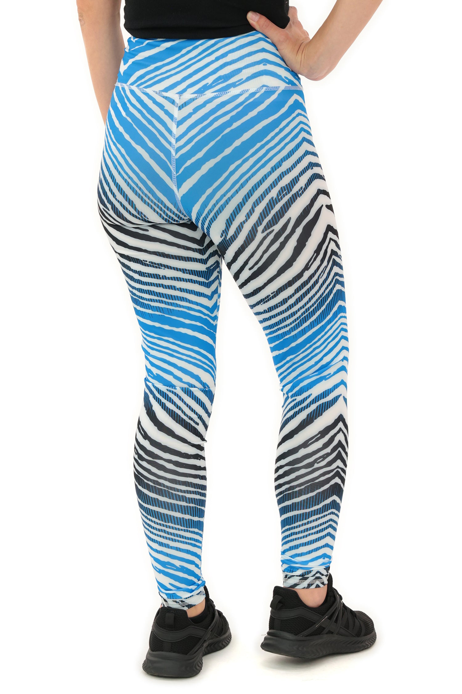 Zubaz NFL Women's Primary Logo Zebra Ombre Leggings, Carolina Panthers - Official NFL Panthers Zubaz Apparel (8 of 15)
