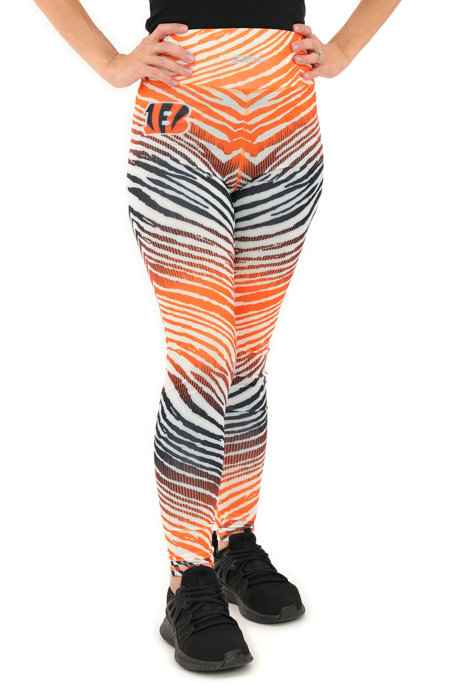 Zubaz NFL Women's Primary Logo Zebra Ombre Leggings, Cincinnati Bengals - Official NFL Bengals Zubaz Apparel (15 of 15)