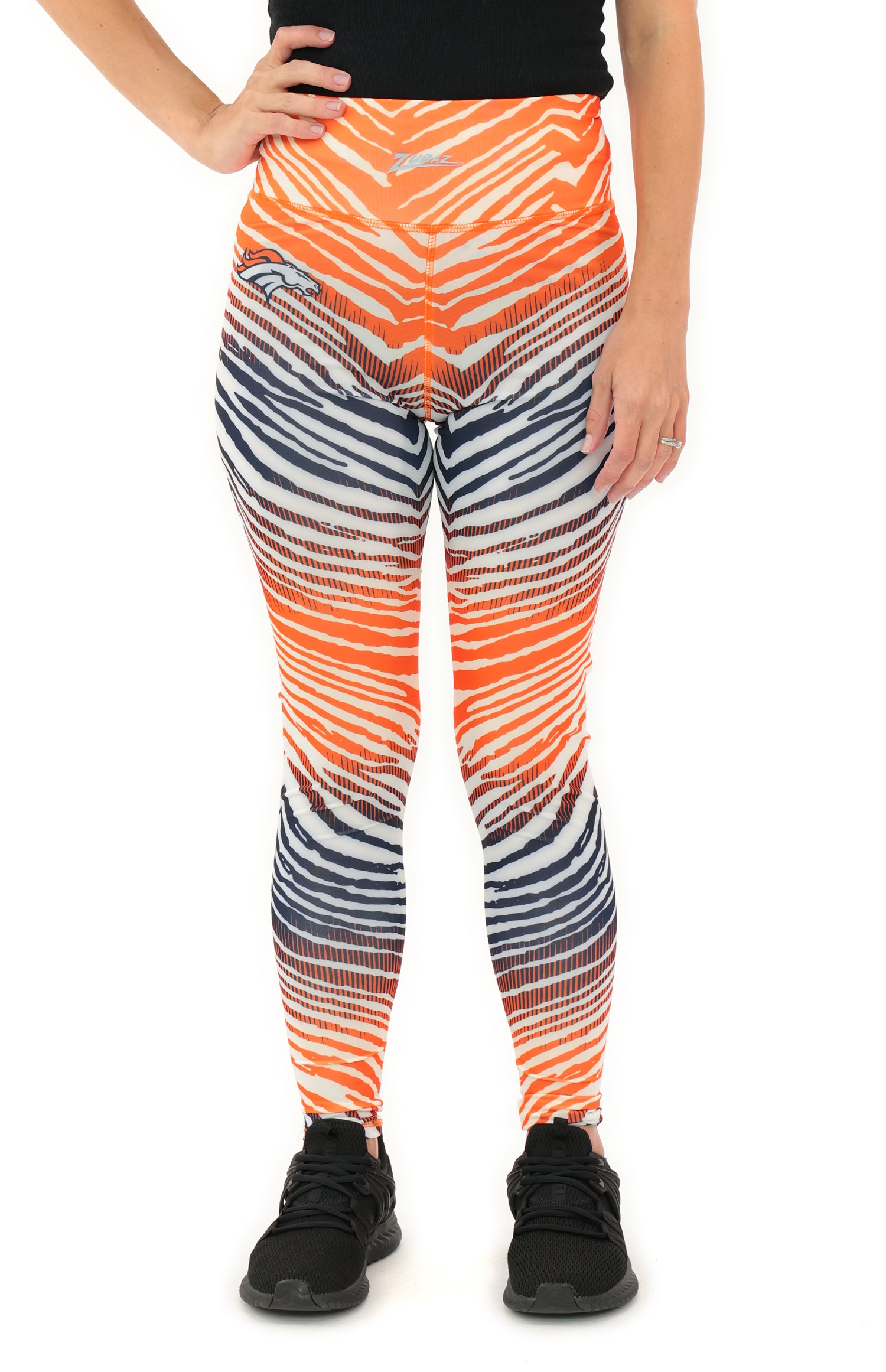 Zubaz NFL Women's Primary Logo Zebra Ombre Leggings, Denver Broncos
