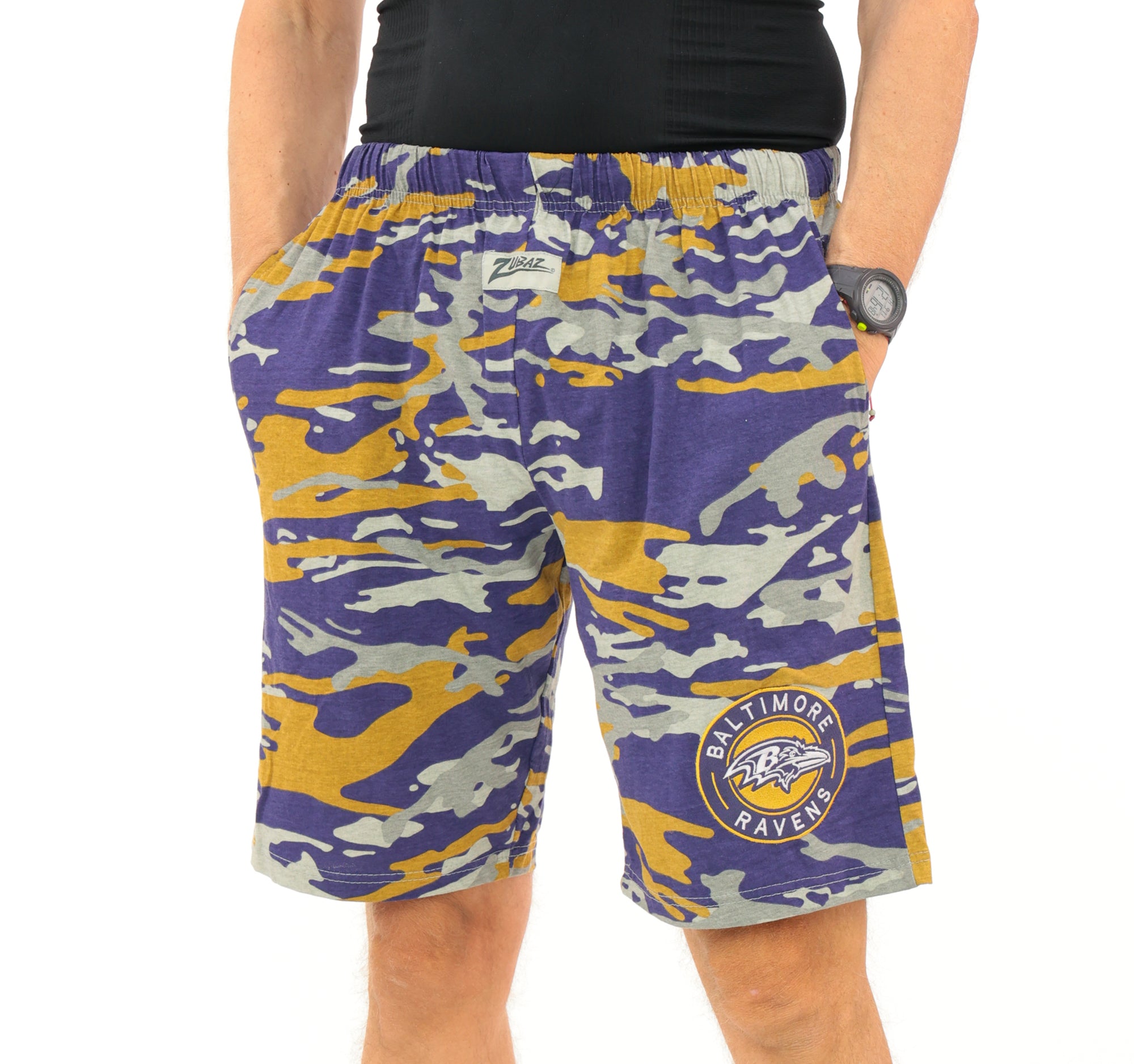 ウェア FCRB 19AW CAMOUFLAGE TOP & SHORTS Zubaz NFL Adult Unisex Z88 Embroidered Alt Camo Shorts, Baltimore Rave