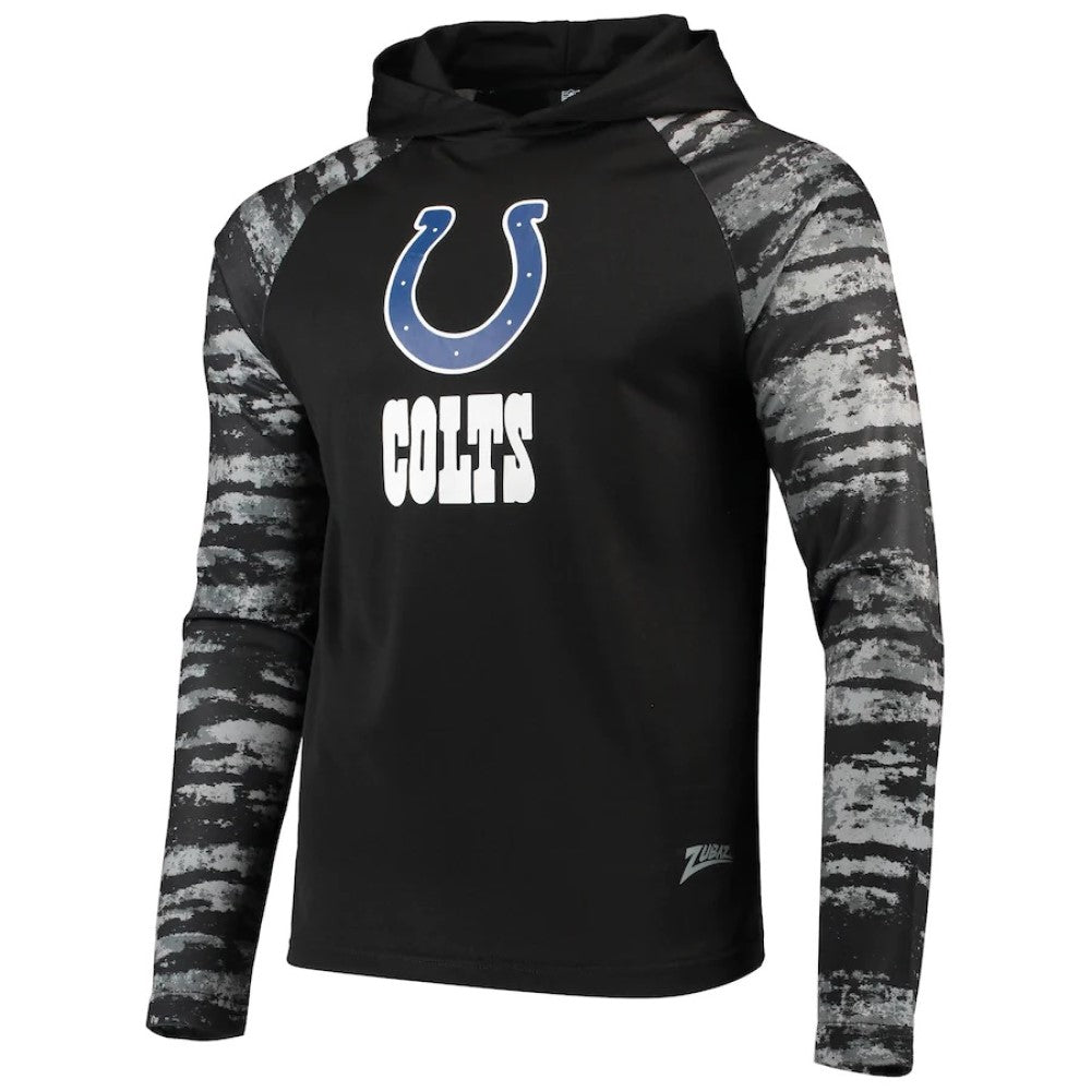 Zubaz NFL Men's Indianapolis Colts Oxide Raglan French Terry Pullover Hoodie