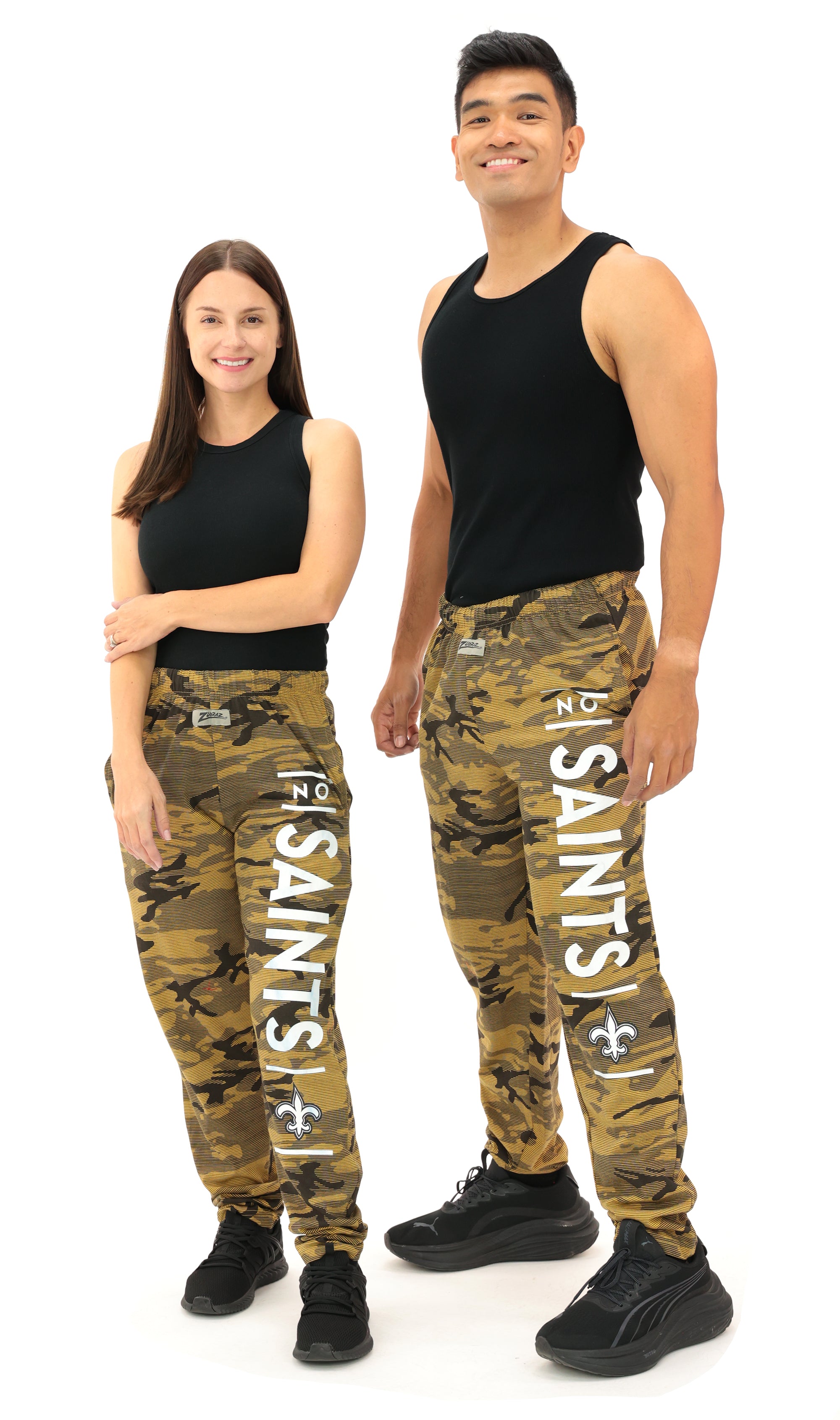 Zubaz NFL Adult Unisex Z88 Camo Lines Pants, New Orleans Saints - Official NFL Saints Zubaz Apparel (1 of 8)