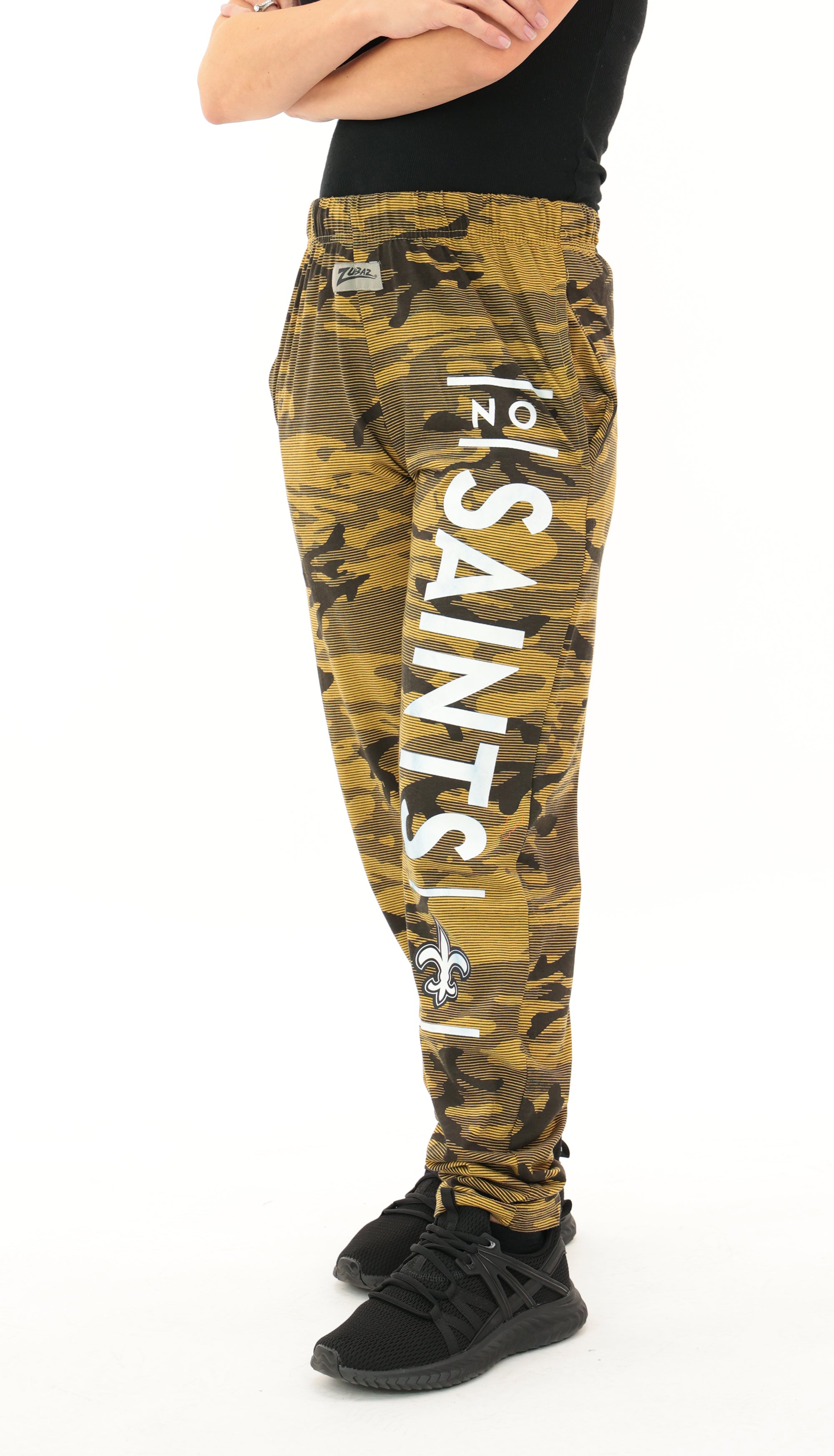 Zubaz NFL Adult Unisex Z88 Camo Lines Pants, New Orleans Saints