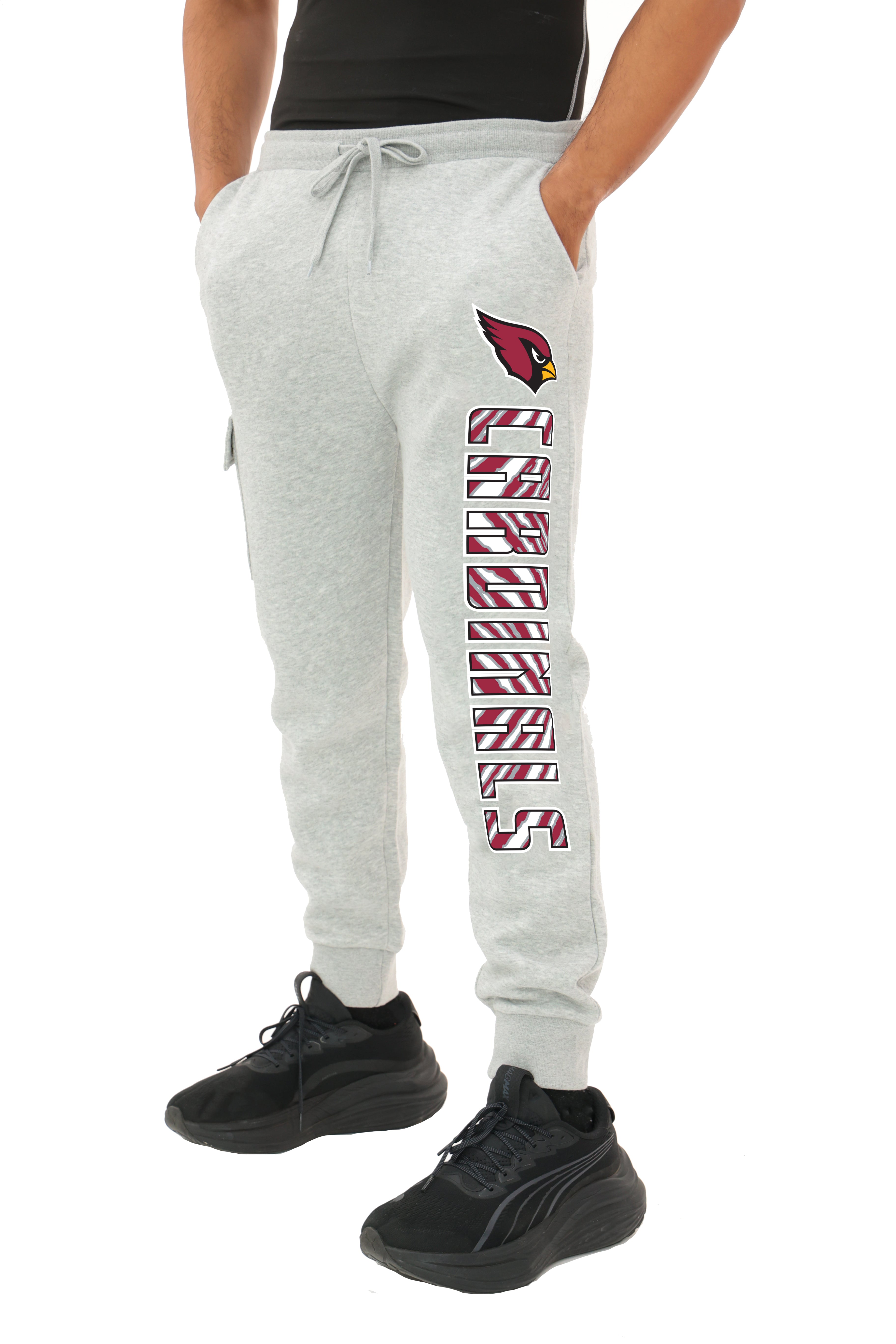 Zubaz NFL MEN Cargo Joggers - Gray, ARIZONA CARDINALS