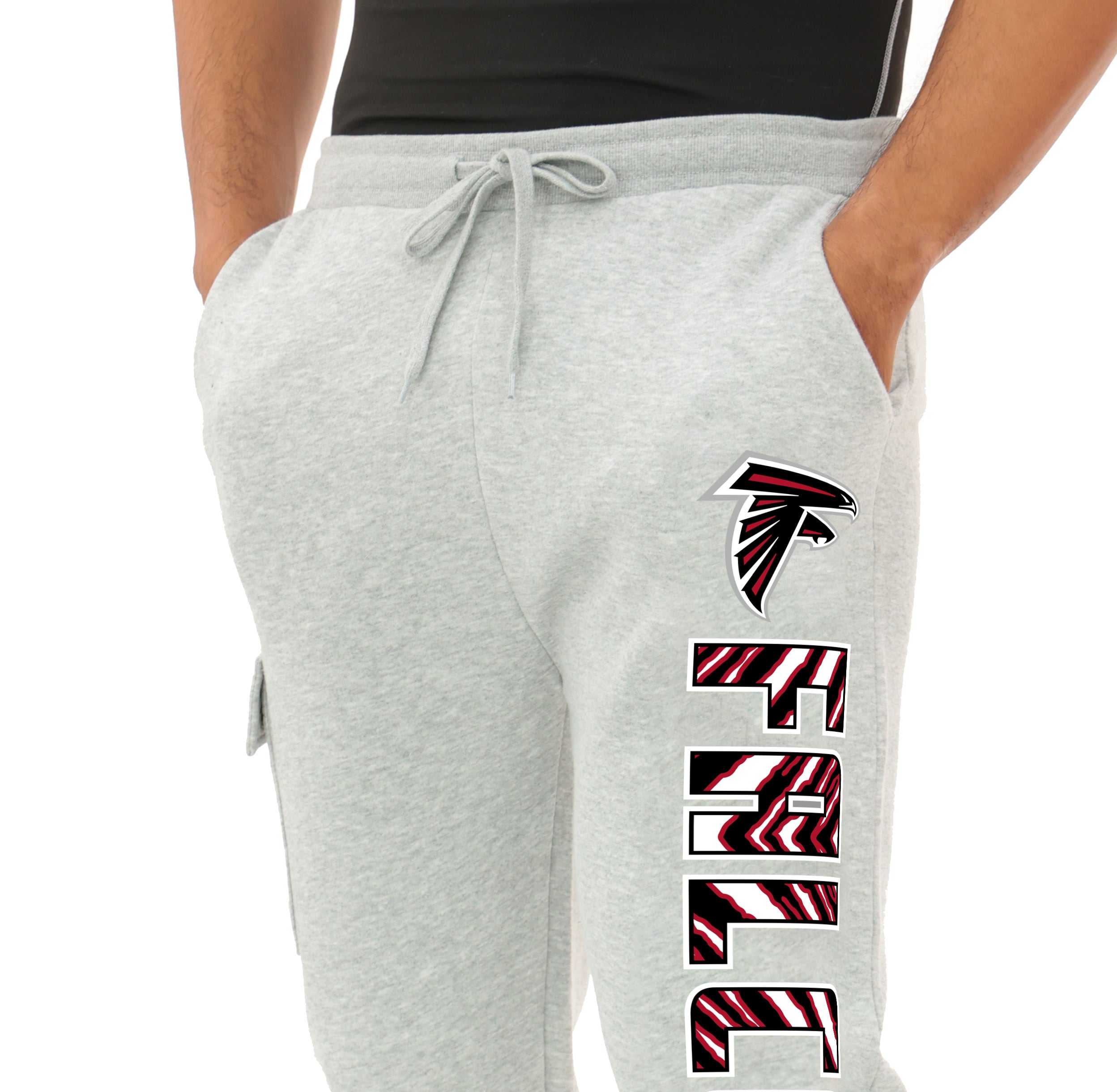 Zubaz NFL MEN Cargo Joggers - Gray, ATLANTA FALCONS