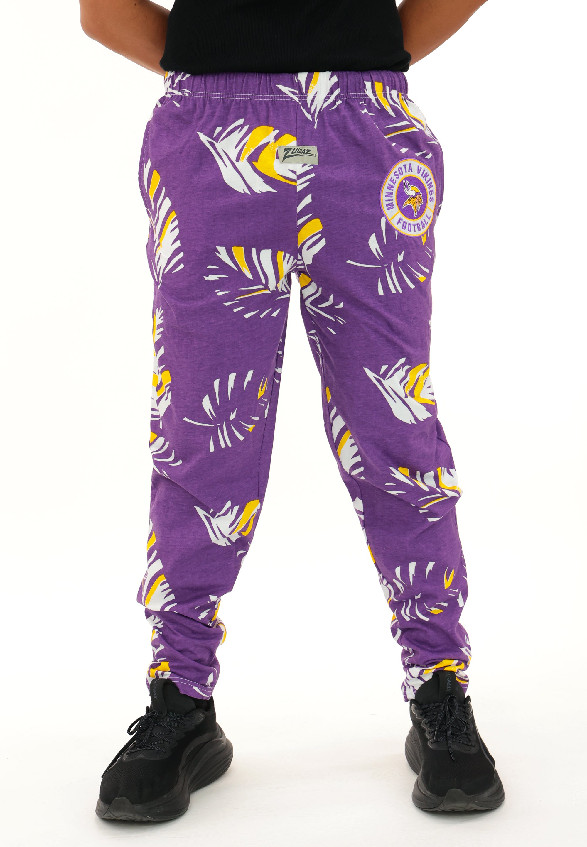 Zubaz NFL Adult Unisex Z88 Embroidered Leaf 3 Color Pants, Minnesota Vikings
