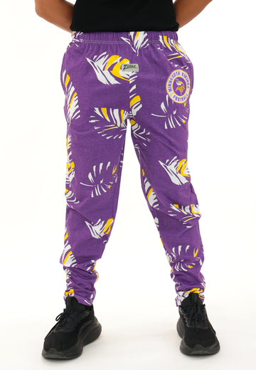 Zubaz NFL Adult Unisex Z88 Embroidered Leaf 3 Color Pants, Minnesota Vikings