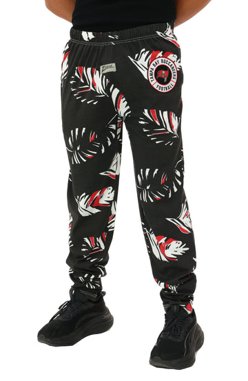 Zubaz NFL Adult Unisex Z88 Embroidered Leaf 3 Color Pants, Tampa Bay Buccaneers
