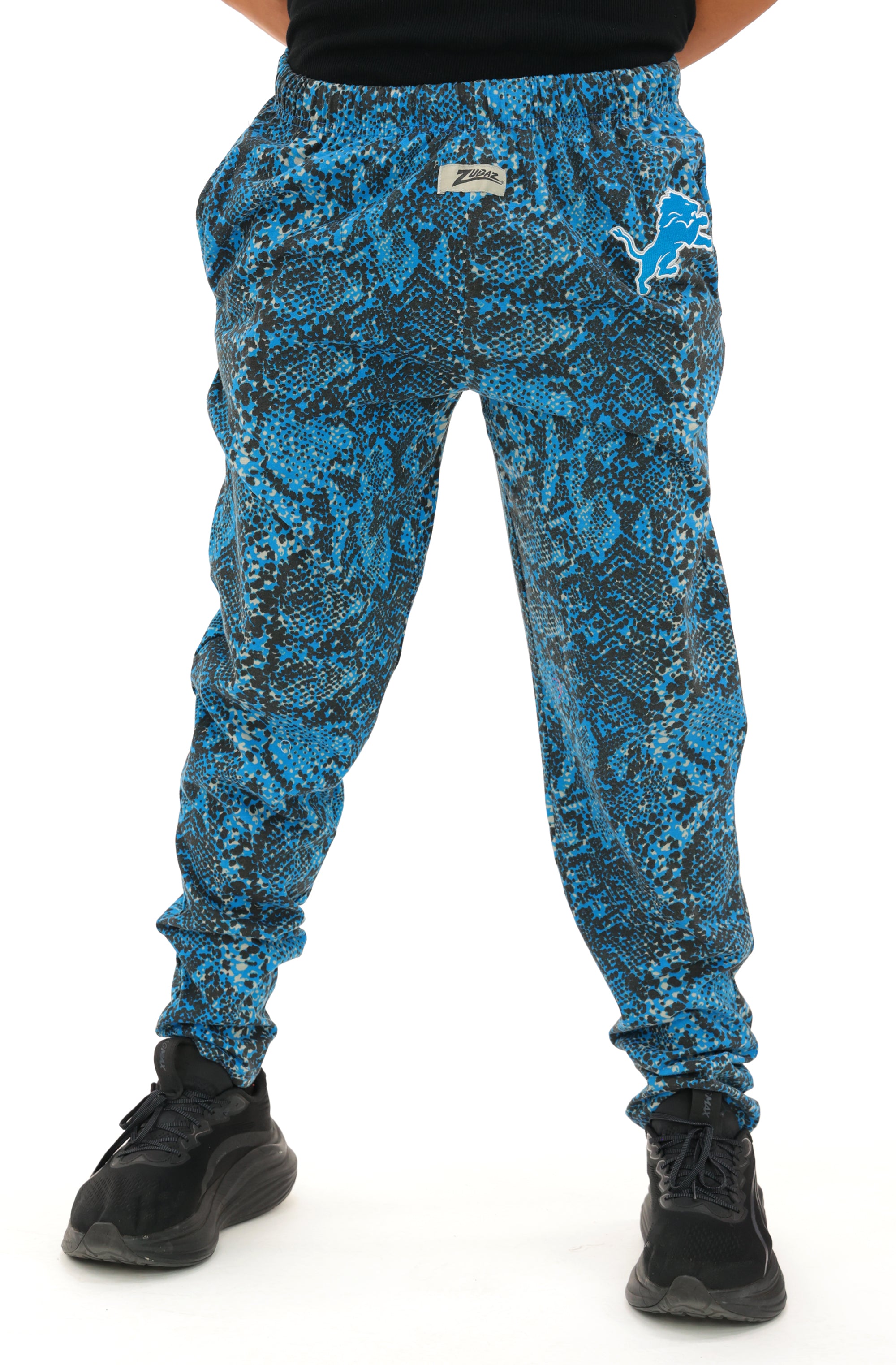 Zubaz NFL Adult Unisex Z88 Embroidered Post Pattern Pants, Detroit Lions