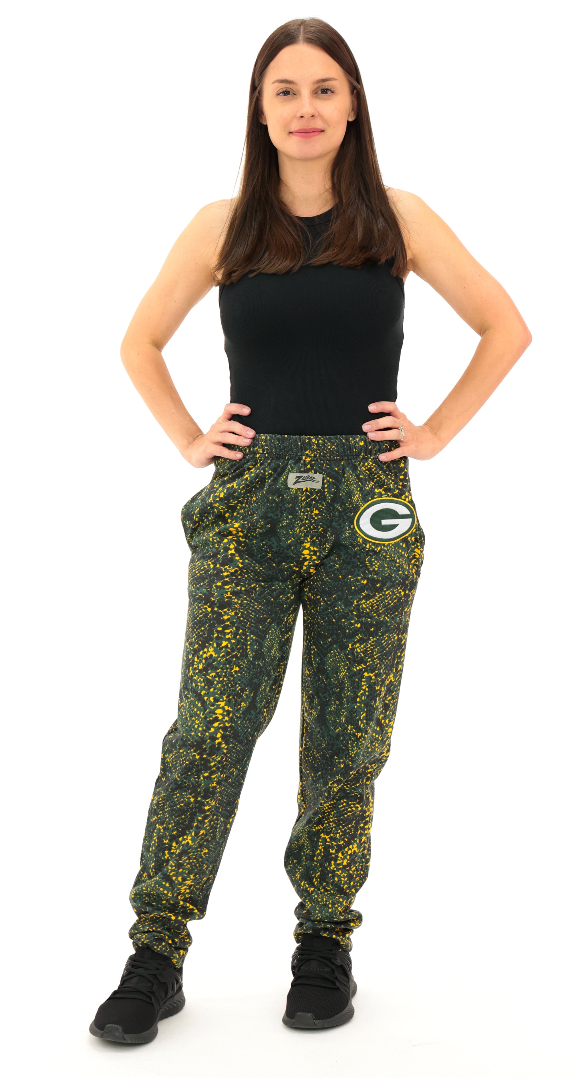 Zubaz NFL Adult Unisex Z88 Embroidered Post Pattern Pants, Green Bay Packers
