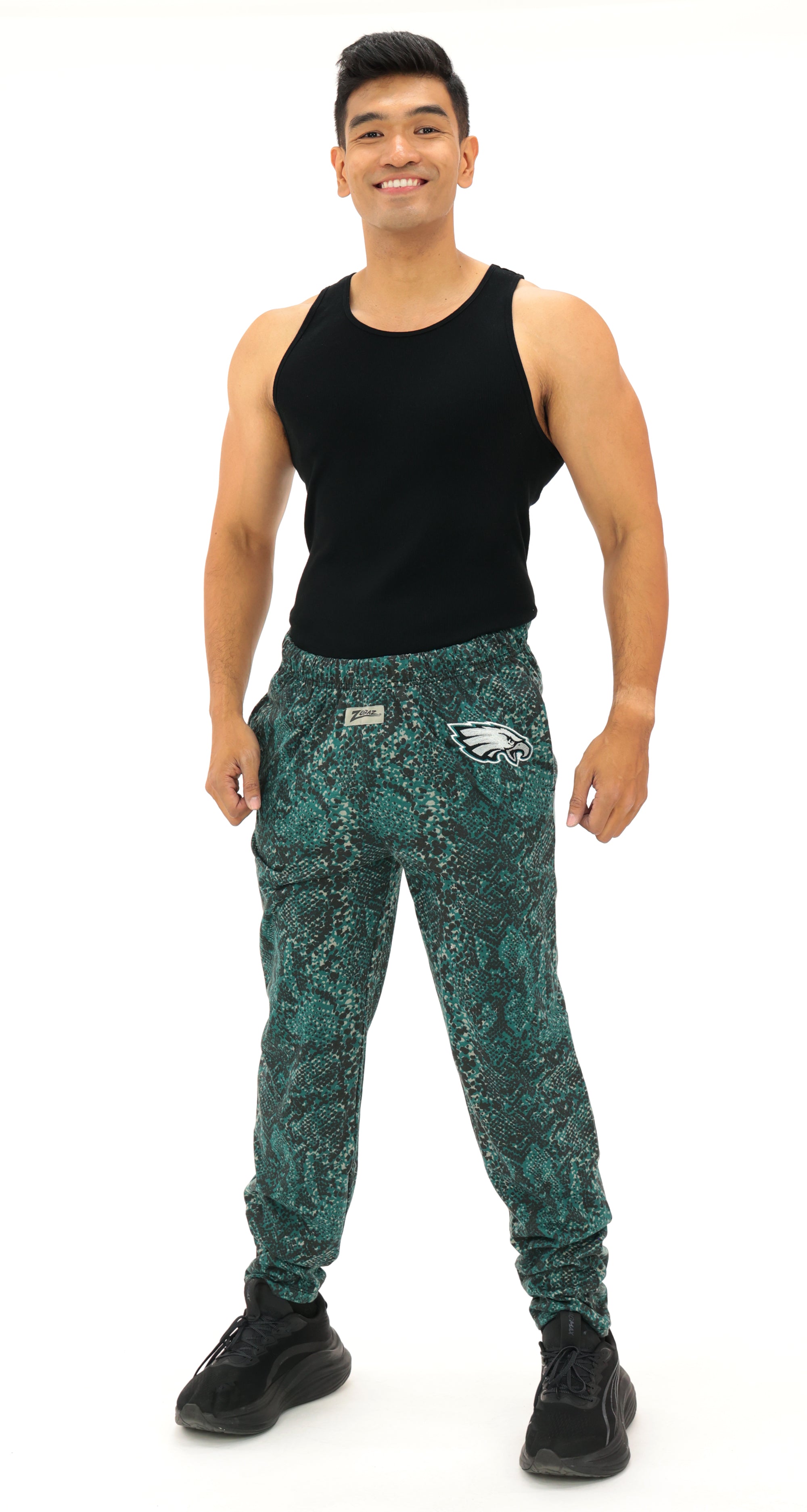 Zubaz NFL Adult Unisex Z88 Embroidered Post Pattern Pants, Philadelphia Eagles