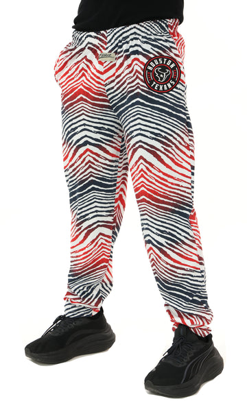 Zubaz NFL Houston Texans Adult Unisex Team Color 3 Color Zebra Ombre Z88 Embroidered Logo Pants