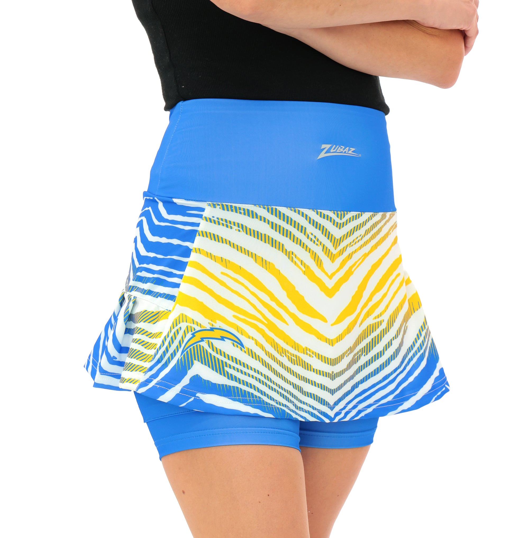 Zubaz NFL Women's Zebra Ombre Skort Team Primary Logo, Los Angeles Chargers - Official NFL Chargers Zubaz Apparel (1 of 8)