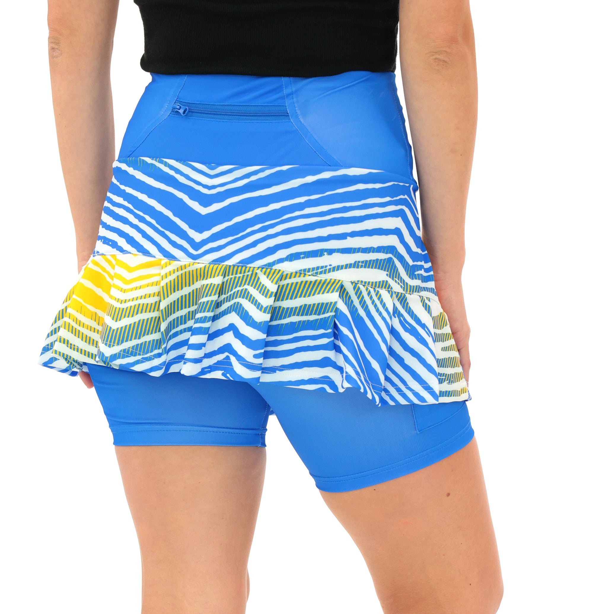 Zubaz NFL Women's Zebra Ombre Skort Team Primary Logo, Los Angeles Chargers - Official NFL Chargers Zubaz Apparel (7 of 8)