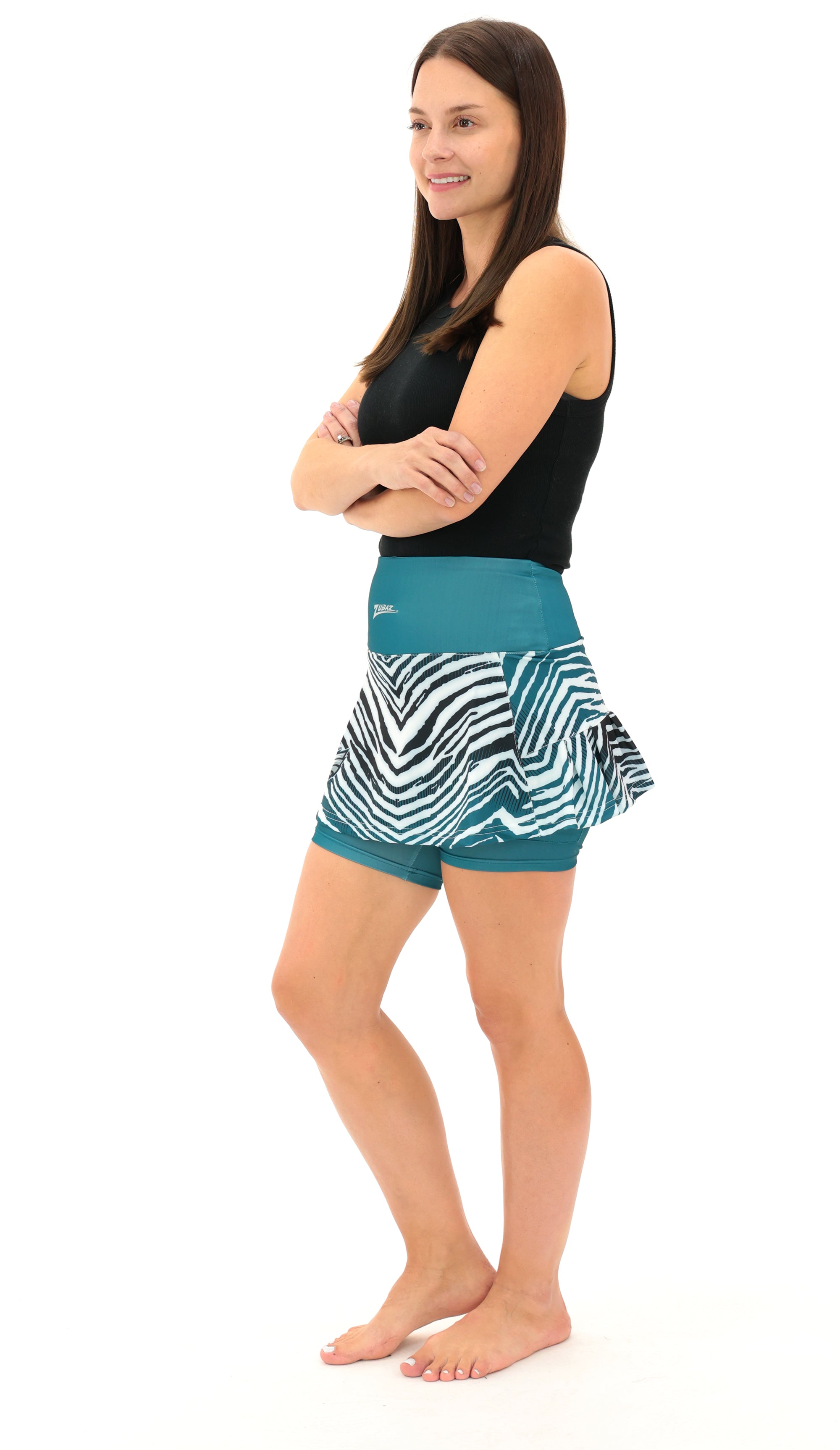 Zubaz NFL Women's Zebra Ombre Skort Team Primary Logo, Philadelphia Eagles - Official NFL Eagles Zubaz Apparel (3 of 8)