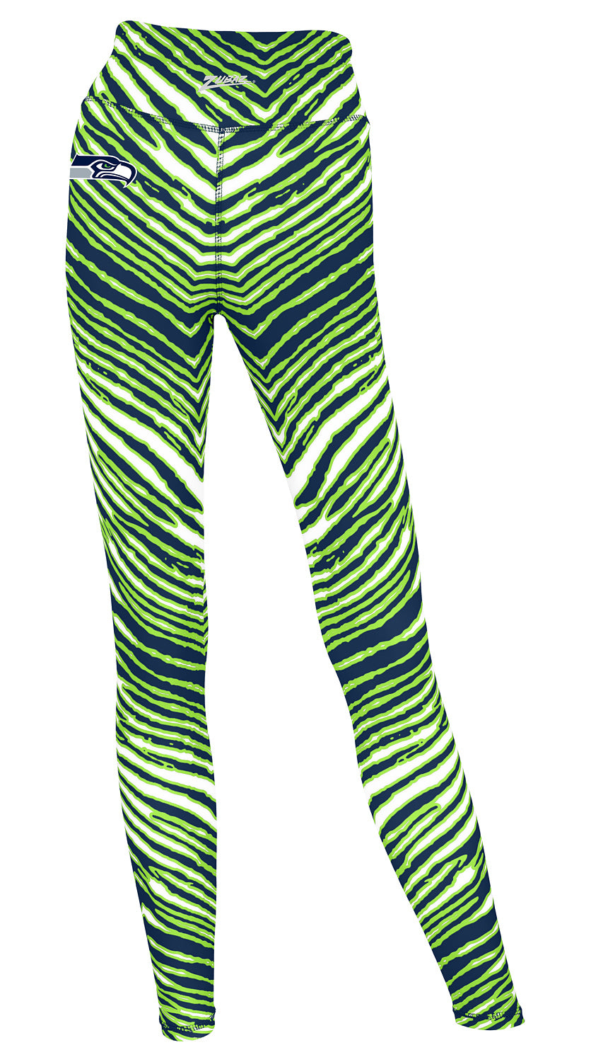 Zubaz NFL Women's 3 Color Zebra Leggings, Seattle Seahawks - Official NFL Seahawks Zubaz Apparel (1 of 14)