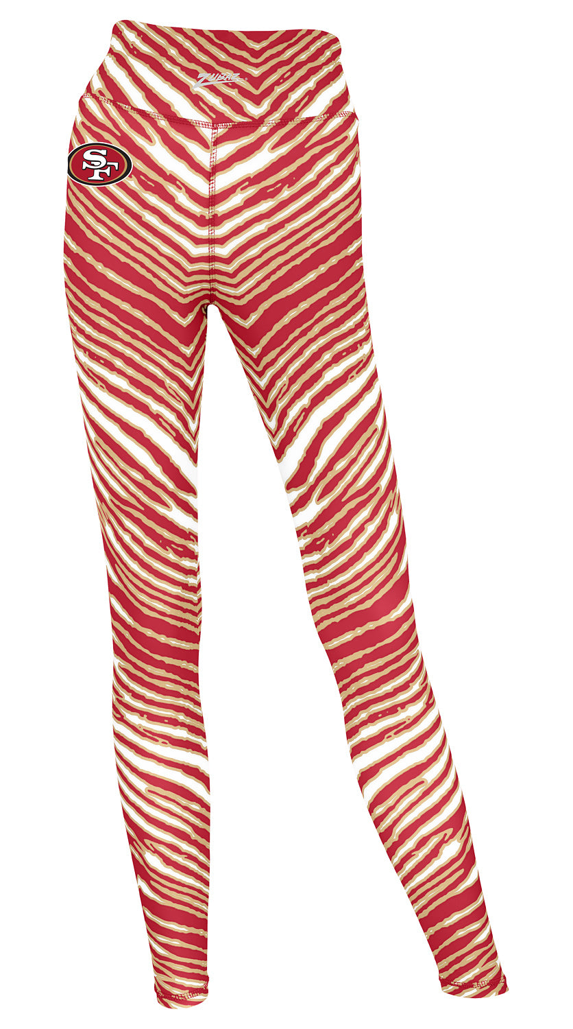 Zubaz NFL Women's Embroidered 3 Color Zebra Leggings, San Francisco 49ers