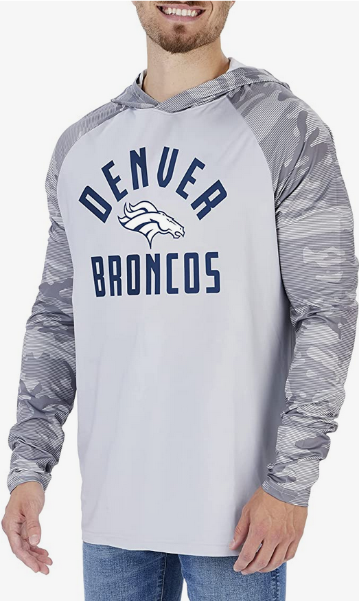Zubaz Denver Broncos NFL Men's Grey Lightweight Hoodie w/ Tonal Camo S