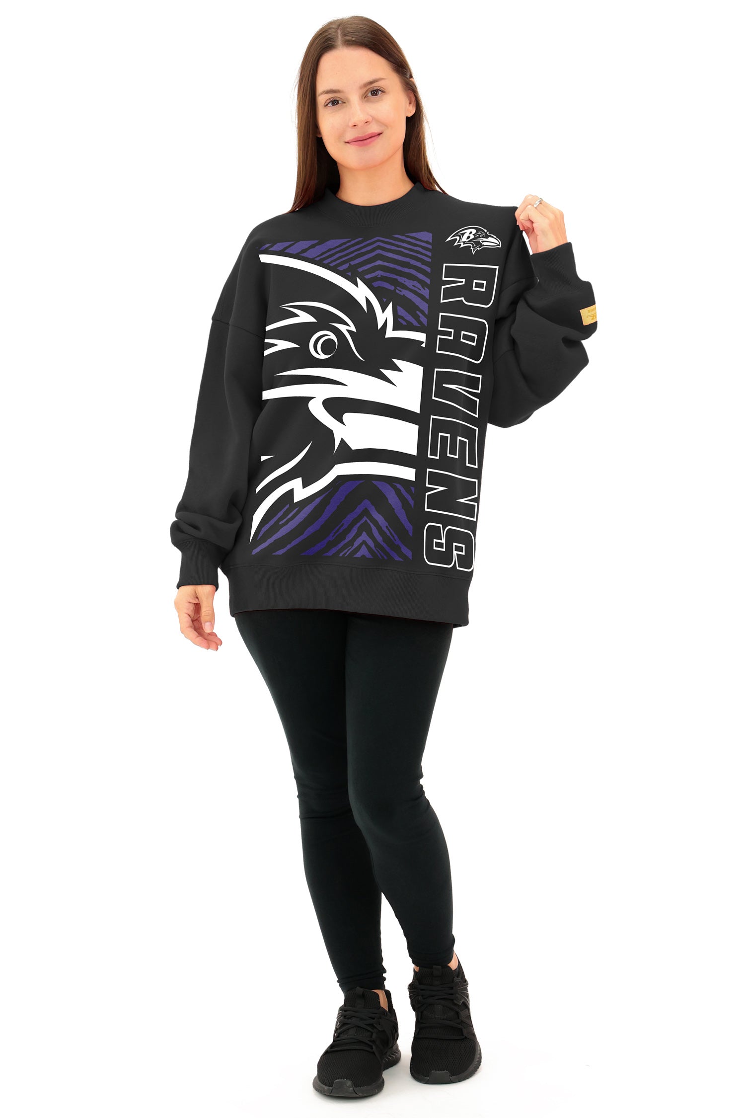 Zubaz NFL 90s Drop Shoulder Crewneck -MVP, BALTIMORE RAVENS
