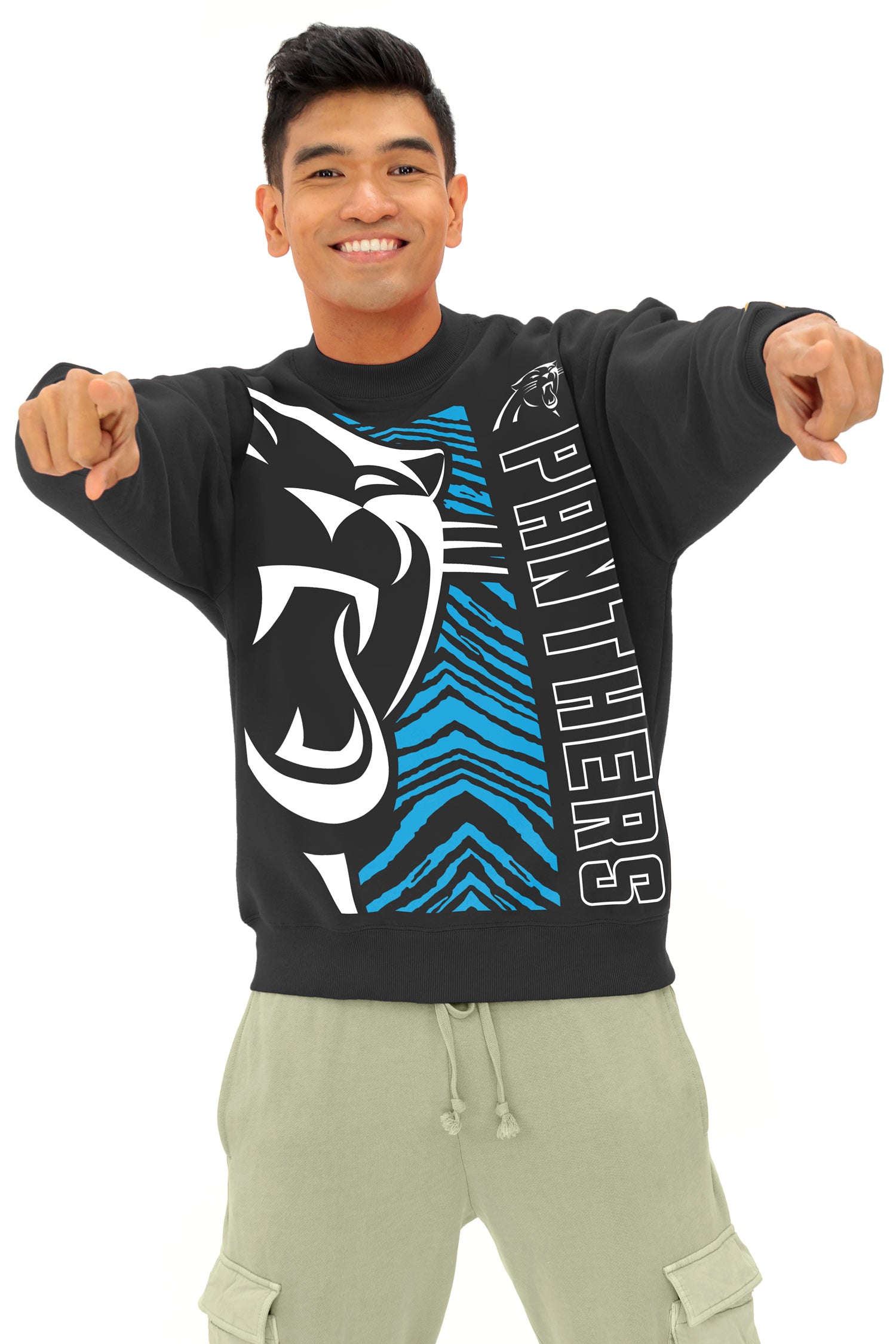 Zubaz NFL 90s Drop Shoulder Crewneck -MVP, CAROLINA PANTHERS