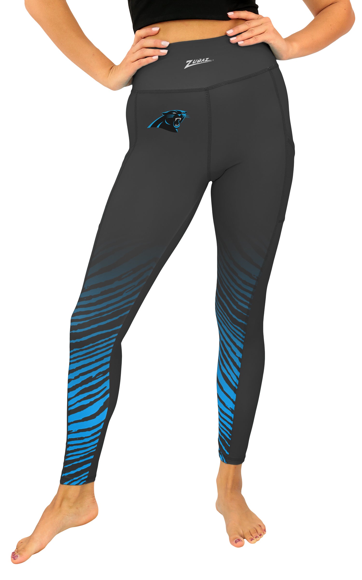 Zubaz NFL Women's Fade Primary Logo Leggings, Carolina Panthers